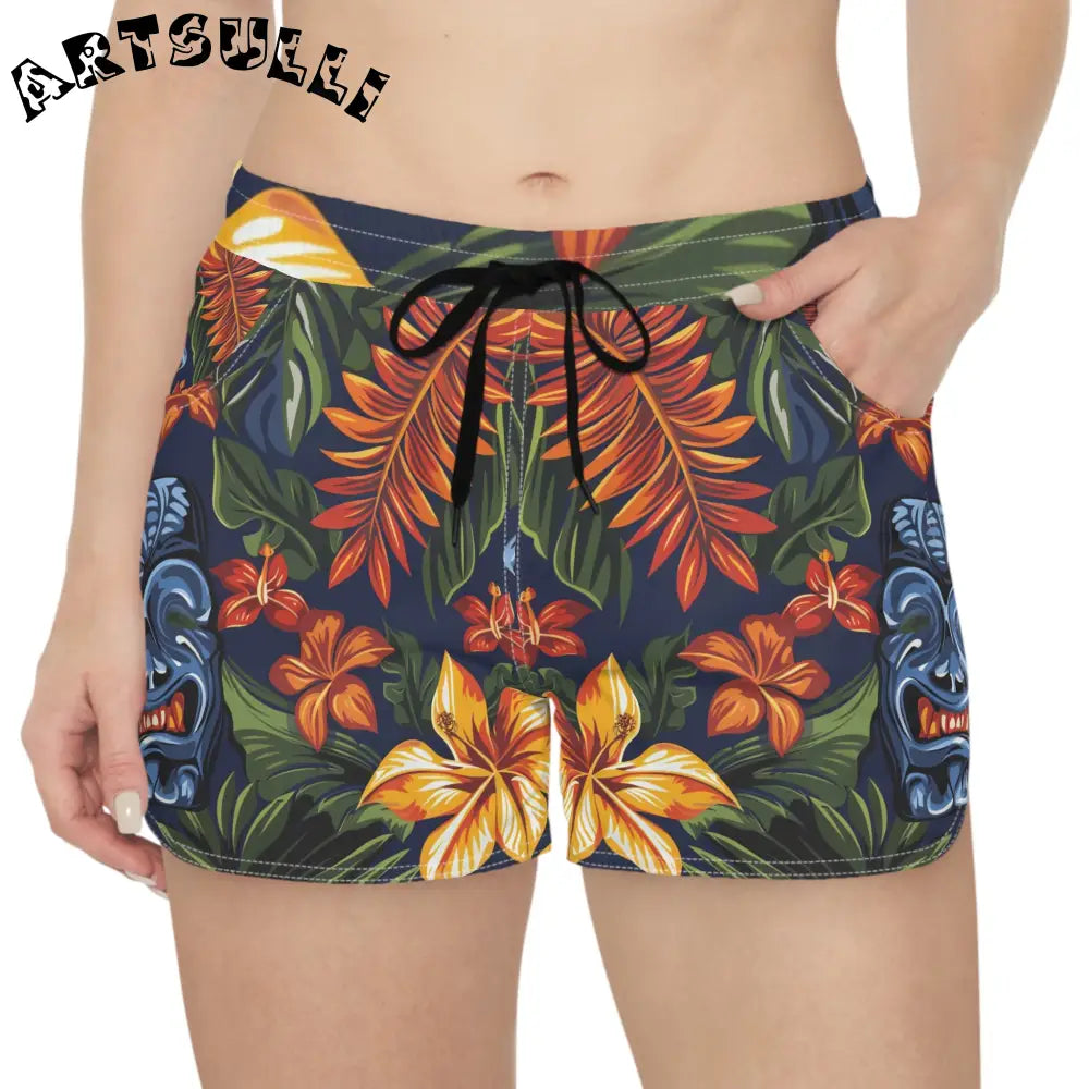 Womens Tropical Print Athletic Shorts, Artsulli - Art is Long, Life is Short, All Over Prints, , , , , , , 