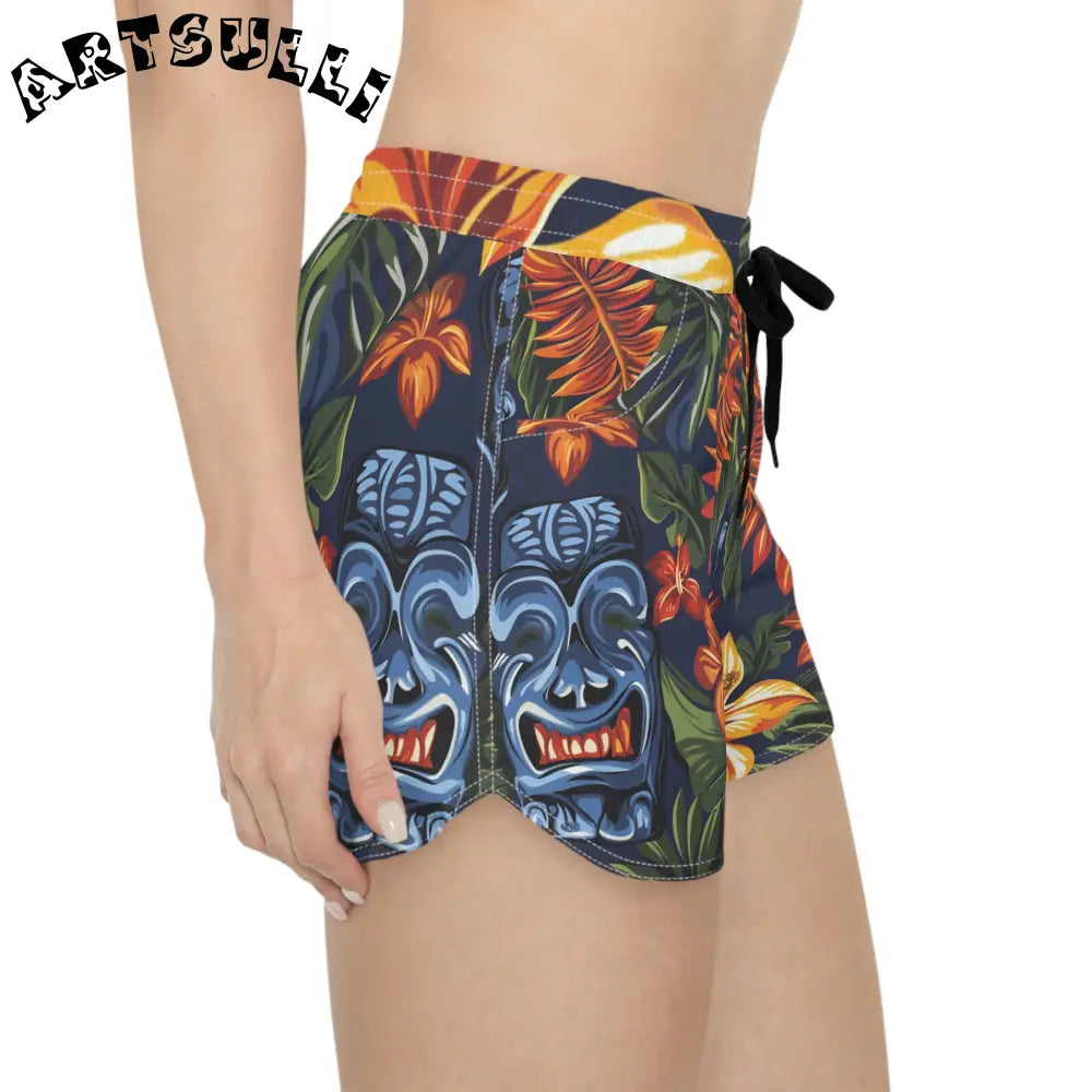 Womens Tropical Print Athletic Shorts, Artsulli - Art is Long, Life is Short, All Over Prints, , , , , , , 