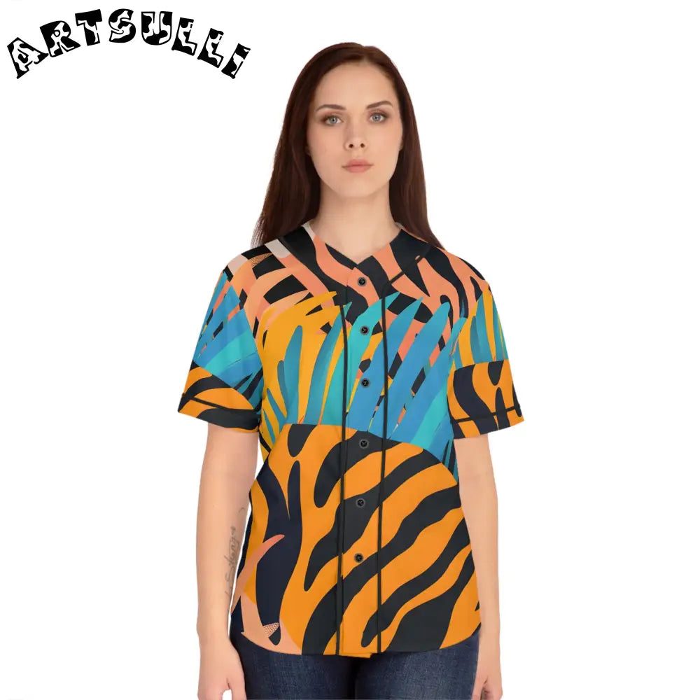 Womens Tropical Tiger AOP Baseball Jersey, Artsulli - Art is Long, Life is Short, All Over Prints, , , , , , , 