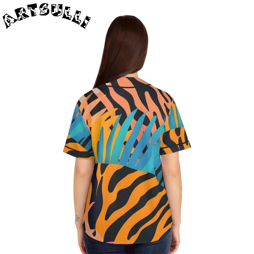 Womens Tropical Tiger AOP Baseball Jersey, Artsulli - Art is Long, Life is Short, All Over Prints, , , , , , , 