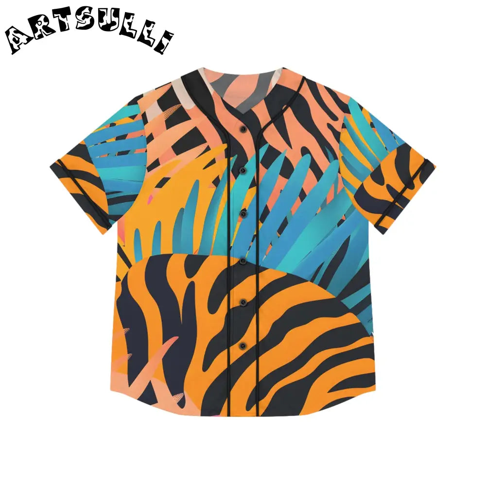 Womens Tropical Tiger AOP Baseball Jersey, Artsulli - Art is Long, Life is Short, All Over Prints, Size, XS, Color, Black, , , 90367907758404