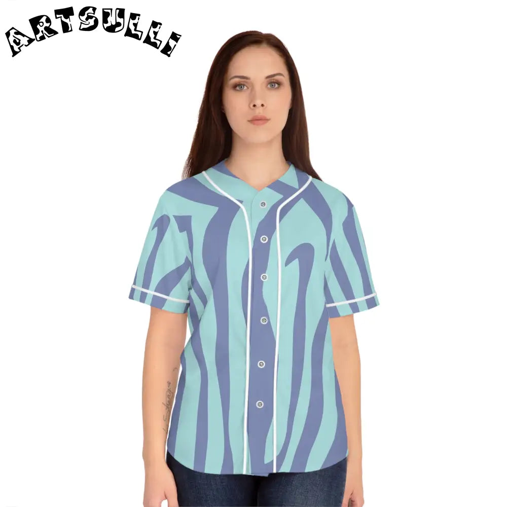 Womens Wavy Stripe AOP Baseball Jersey, Artsulli - Art is Long, Life is Short, All Over Prints, , , , , , , 