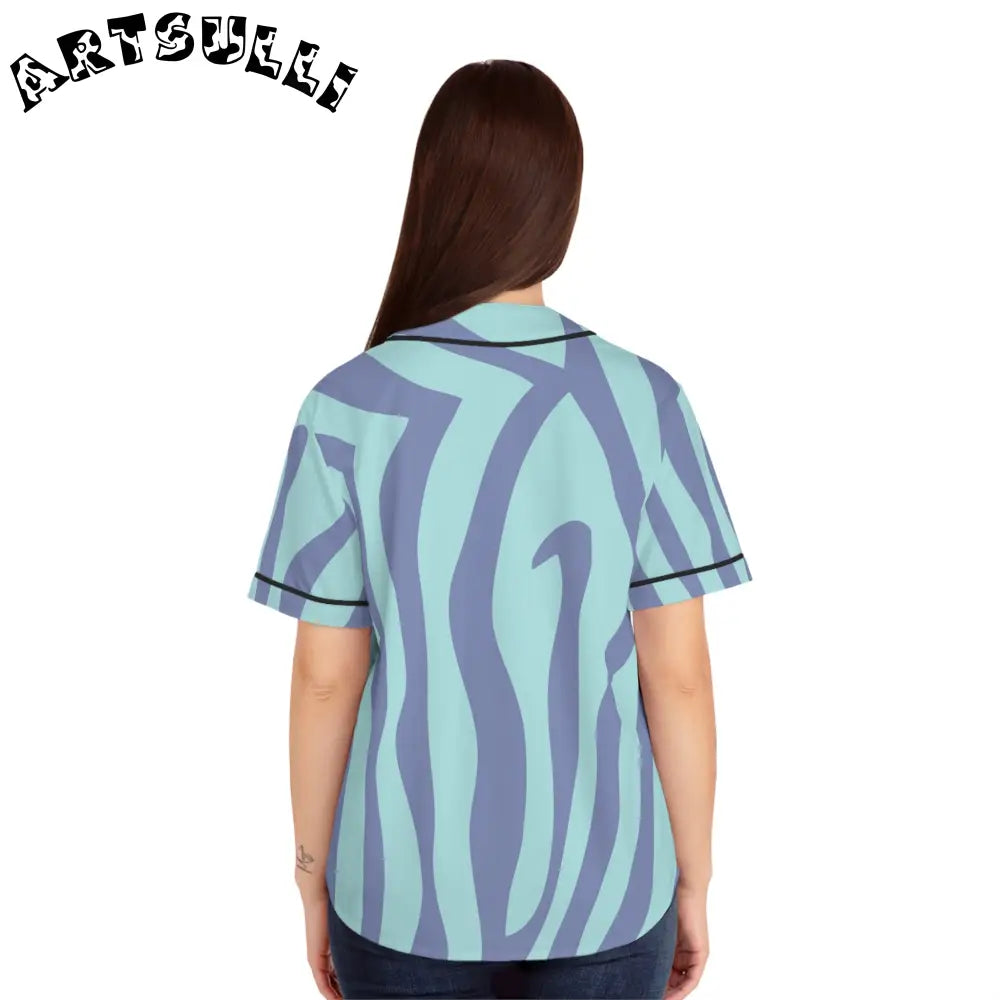 Womens Wavy Stripe AOP Baseball Jersey, Artsulli - Art is Long, Life is Short, All Over Prints, , , , , , , 
