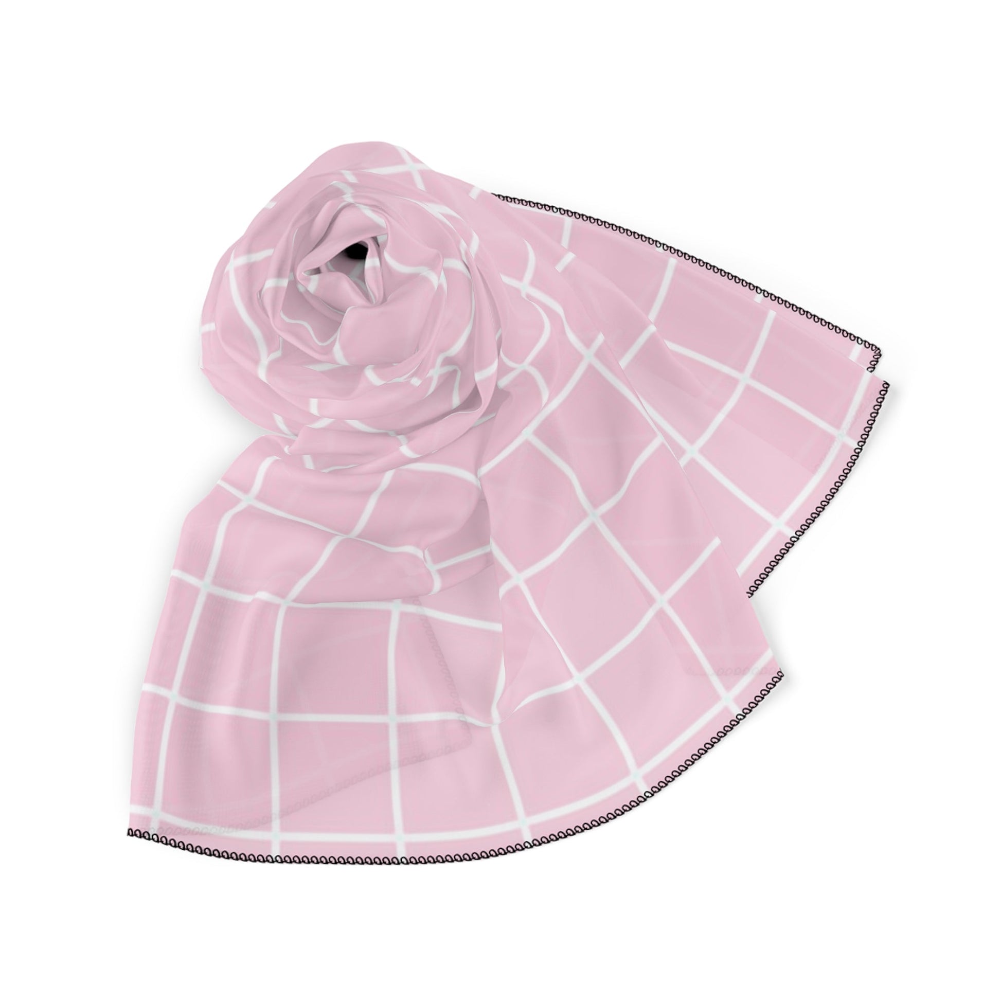Wrinkled Pink Grid Scarf, Artsulli - Art is Long, Life is Short, Accessories, , , , , , , 