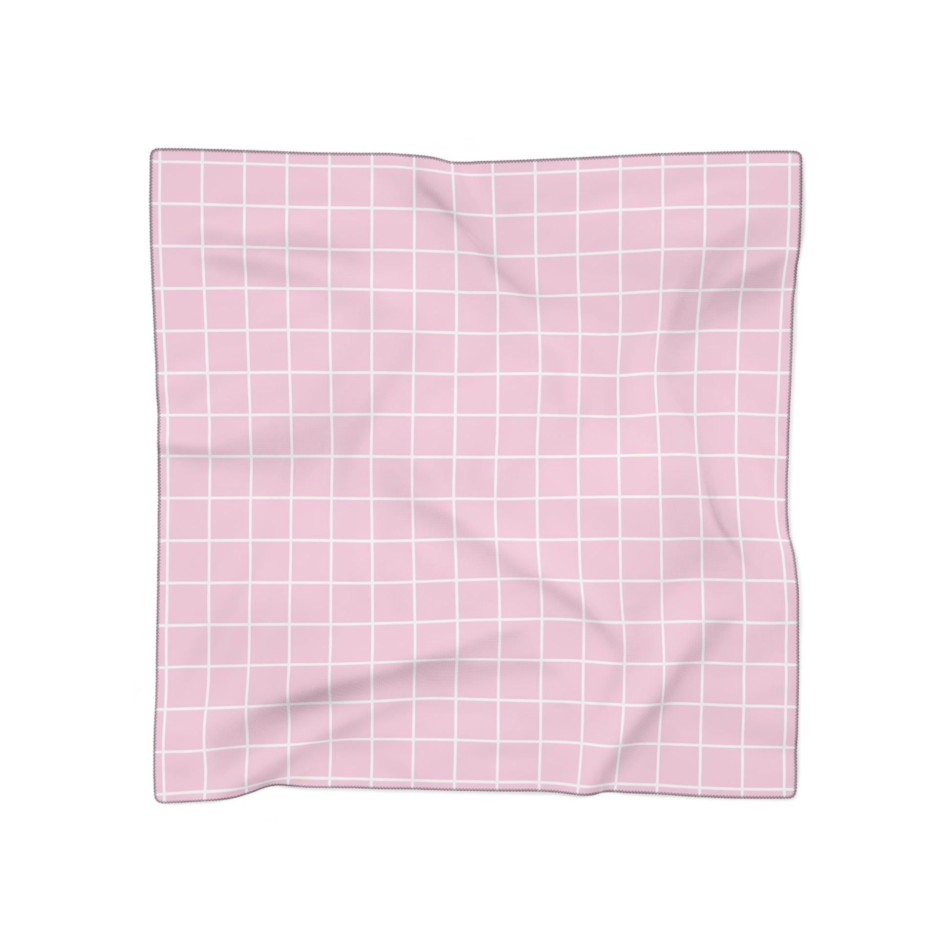 Wrinkled Pink Grid Scarf, Artsulli - Art is Long, Life is Short, Accessories, Color, Poly chiffon, Size, 25" × 25", , , 15108404147348853982