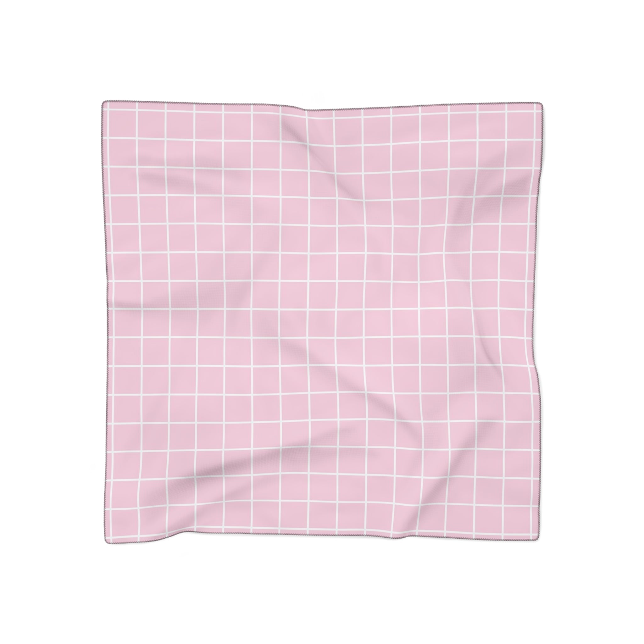 Wrinkled Pink Grid Scarf, Artsulli - Art is Long, Life is Short, Accessories, Color, Poly voile, Size, 25" × 25", , , 13534236533965231221