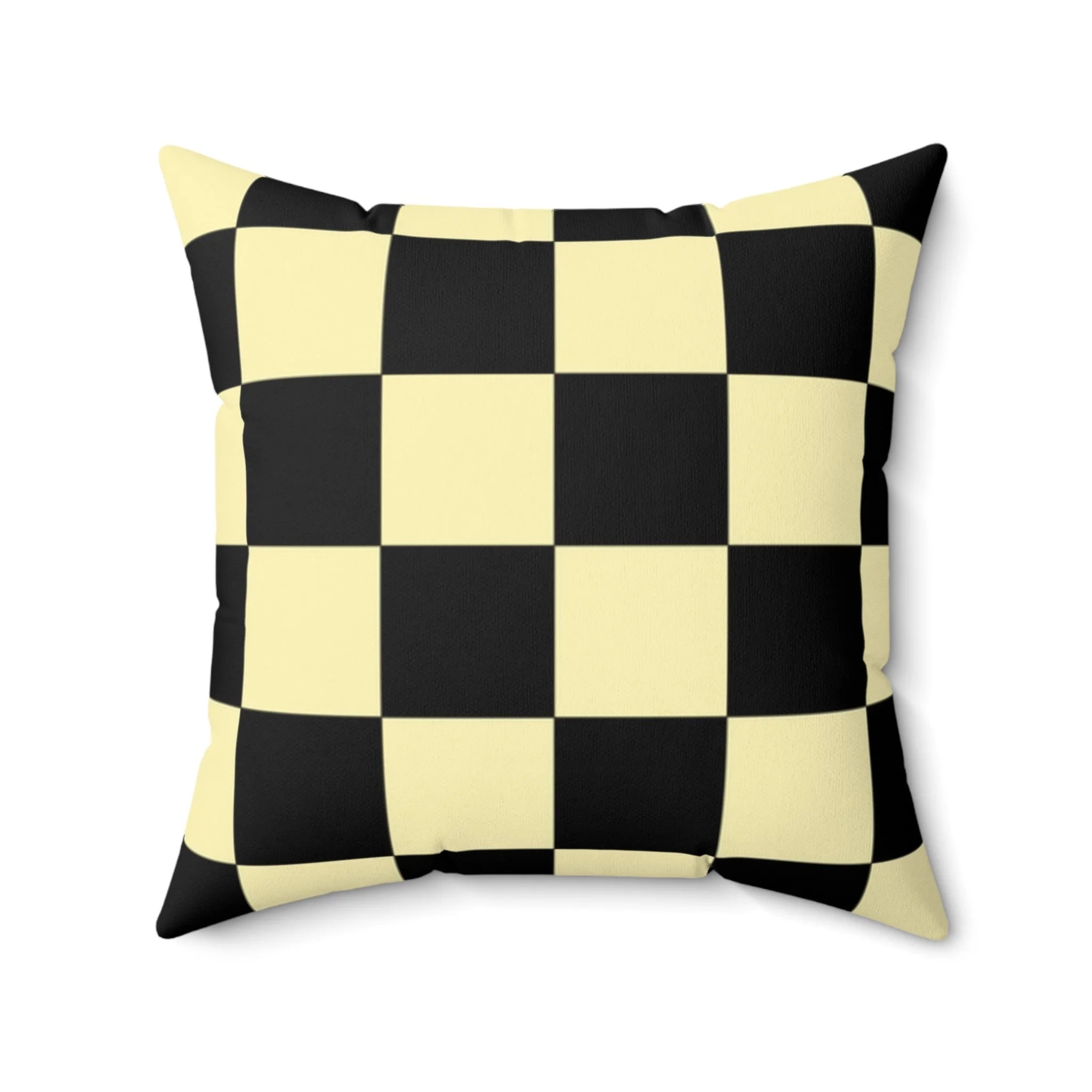 Yellow and Black Checkered Spun Polyester Square Pillow, Artsulli - Art is Long, Life is Short, Home Decor, Size, 20" × 20", , , , , 34861369929077794519