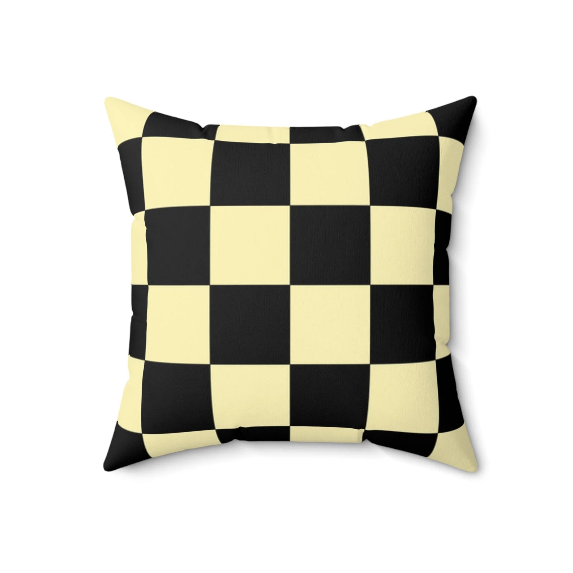 Yellow and Black Checkered Spun Polyester Square Pillow, Artsulli - Art is Long, Life is Short, Home Decor, , , , , , , 