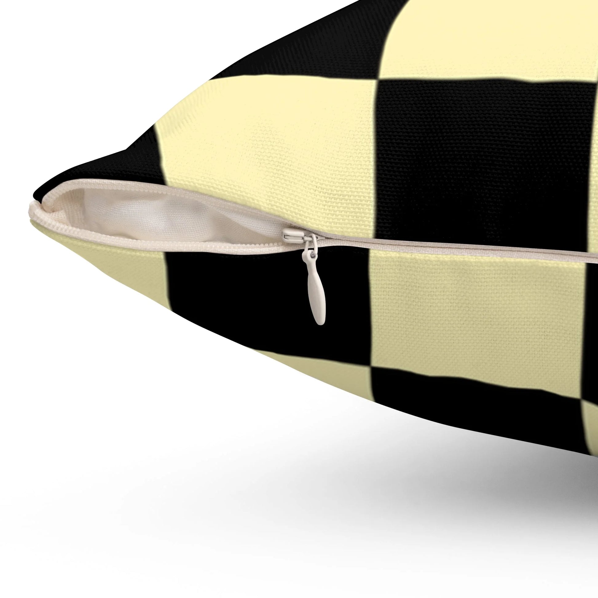 Yellow and Black Checkered Spun Polyester Square Pillow, Artsulli - Art is Long, Life is Short, Home Decor, , , , , , , 