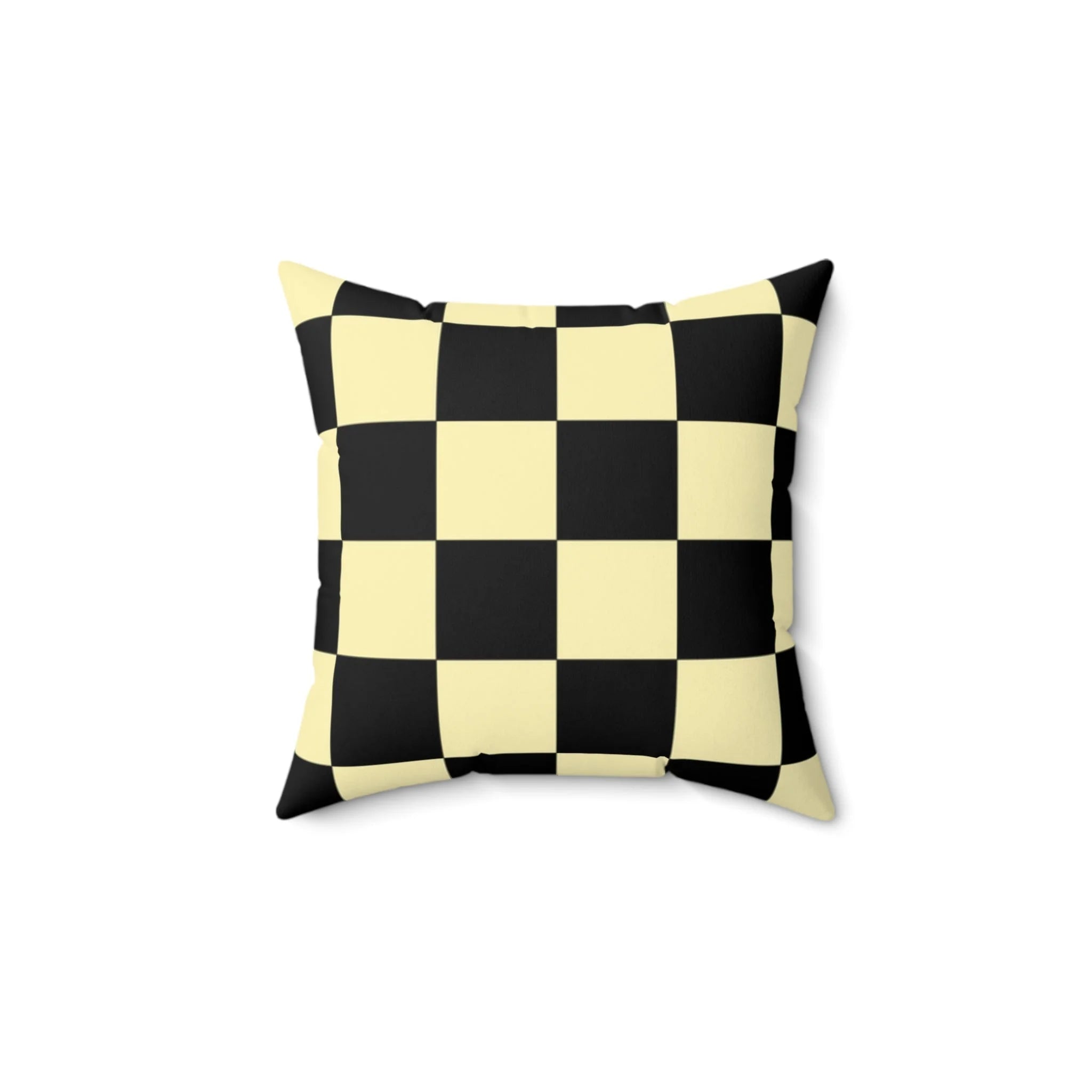 Yellow and Black Checkered Spun Polyester Square Pillow, Artsulli - Art is Long, Life is Short, Home Decor, Size, 14" × 14", , , , , 27414080095780803236