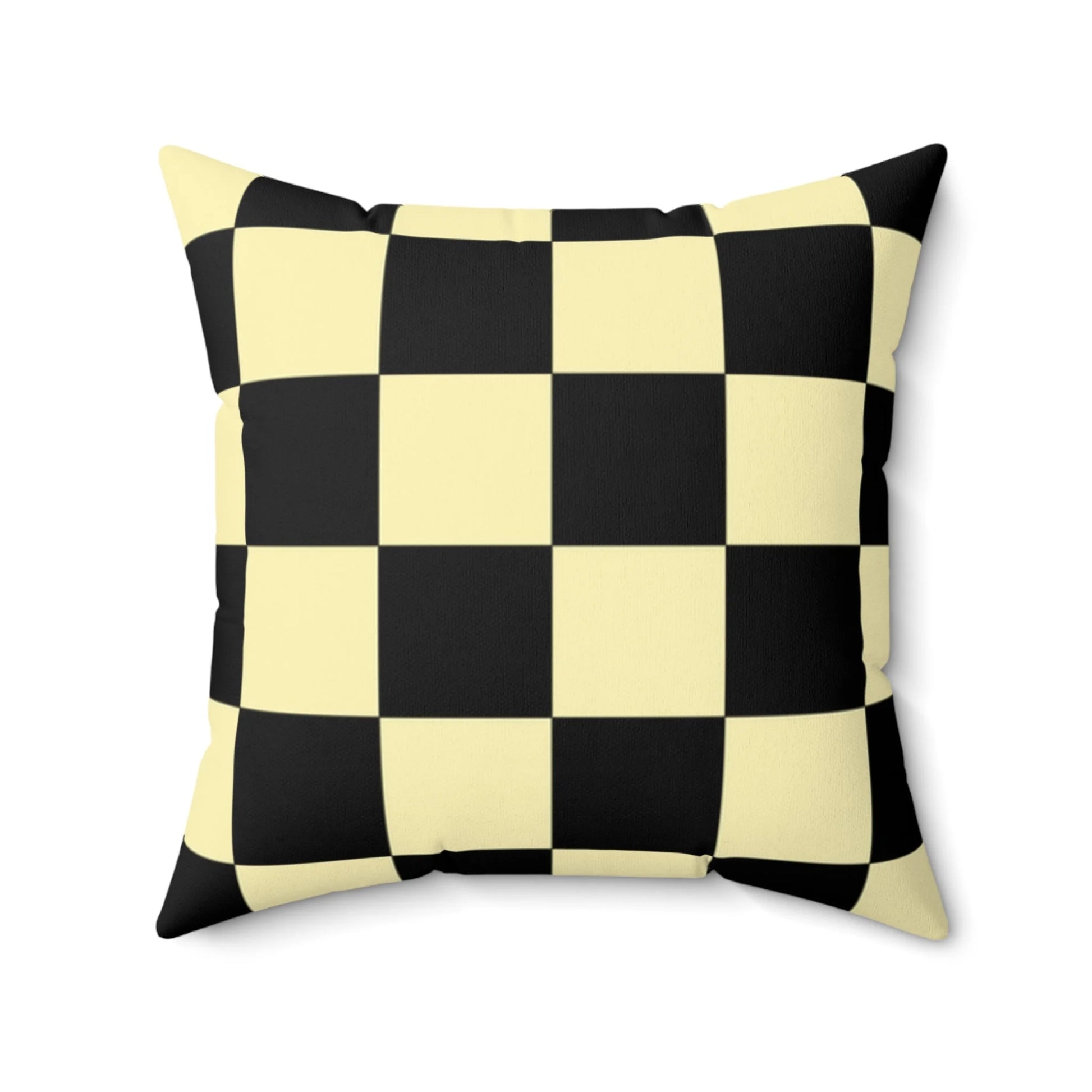 Yellow and Black Checkered Spun Polyester Square Pillow, Artsulli - Art is Long, Life is Short, Home Decor, , , , , , , 