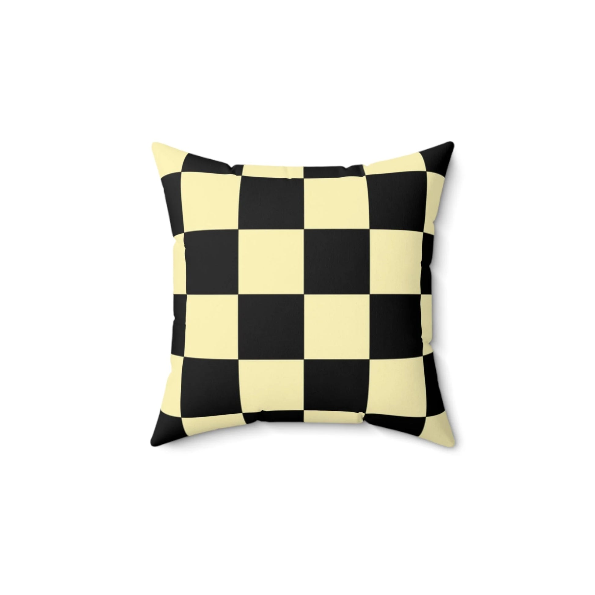 Yellow and Black Checkered Spun Polyester Square Pillow, Artsulli - Art is Long, Life is Short, Home Decor, , , , , , , 