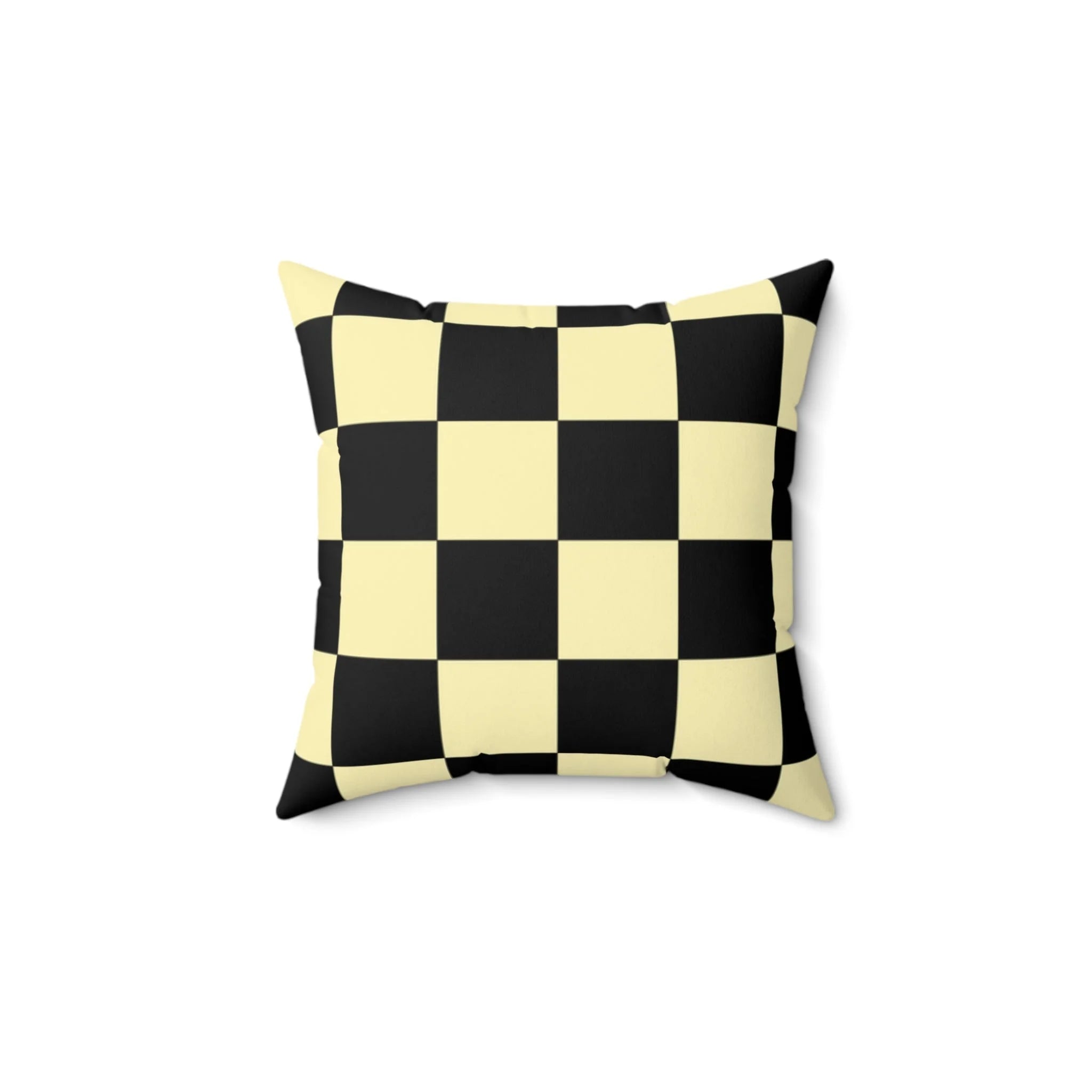Yellow and Black Checkered Spun Polyester Square Pillow, Artsulli - Art is Long, Life is Short, Home Decor, , , , , , , 