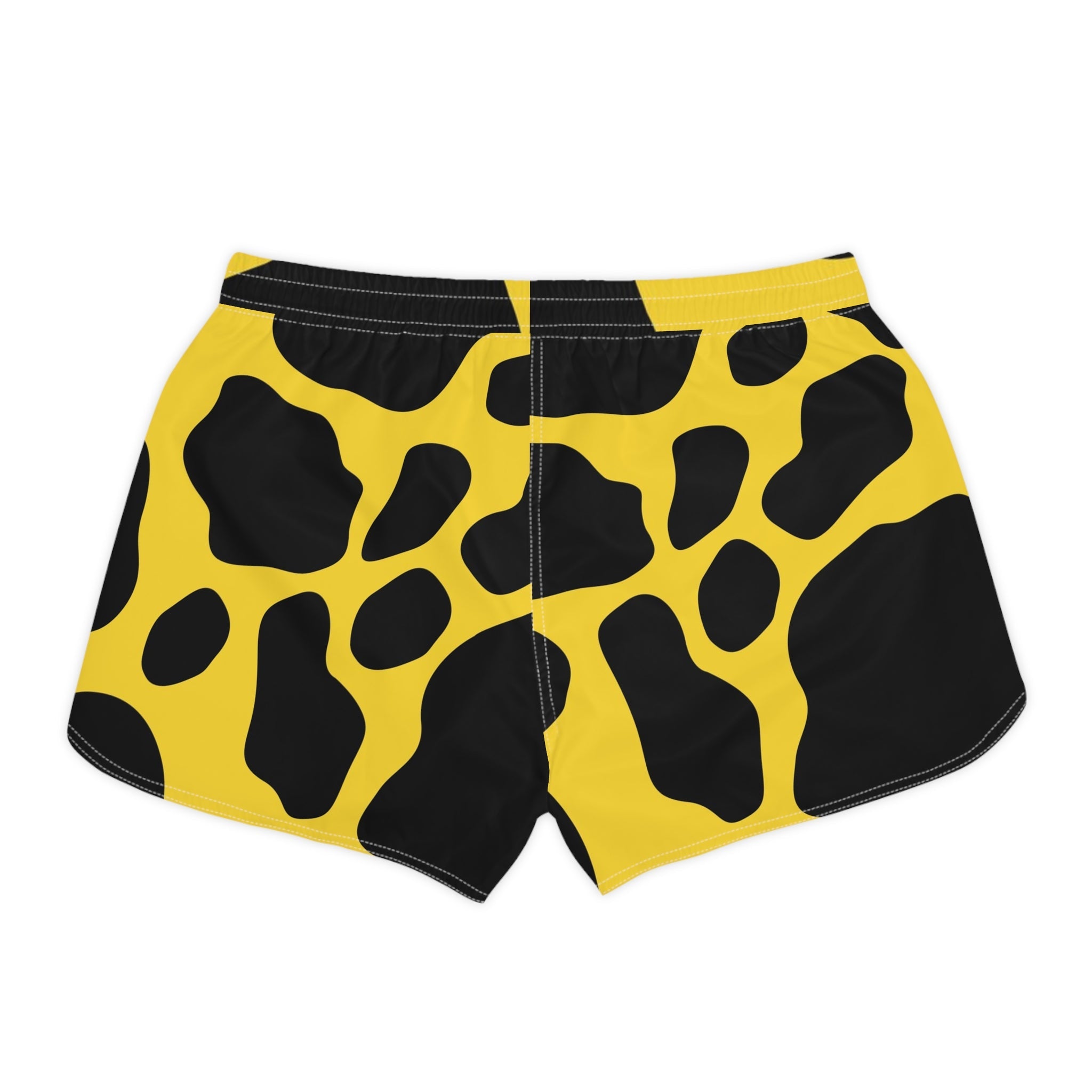 Yellow and Black Cow Print Athletic Shorts, Artsulli - Art is Long, Life is Short, All Over Prints, , , , , , , 