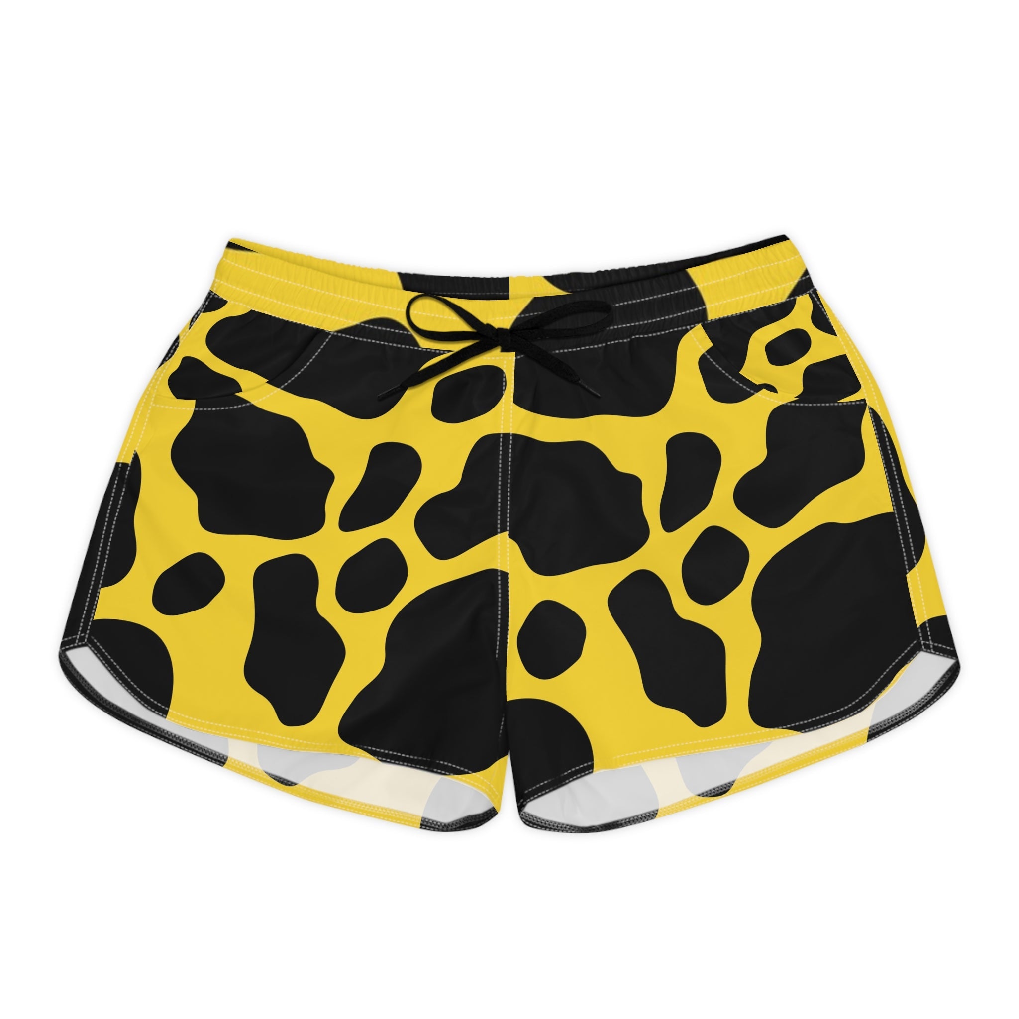 Printify Yellow and Black Cow Print Athletic Shorts 2025