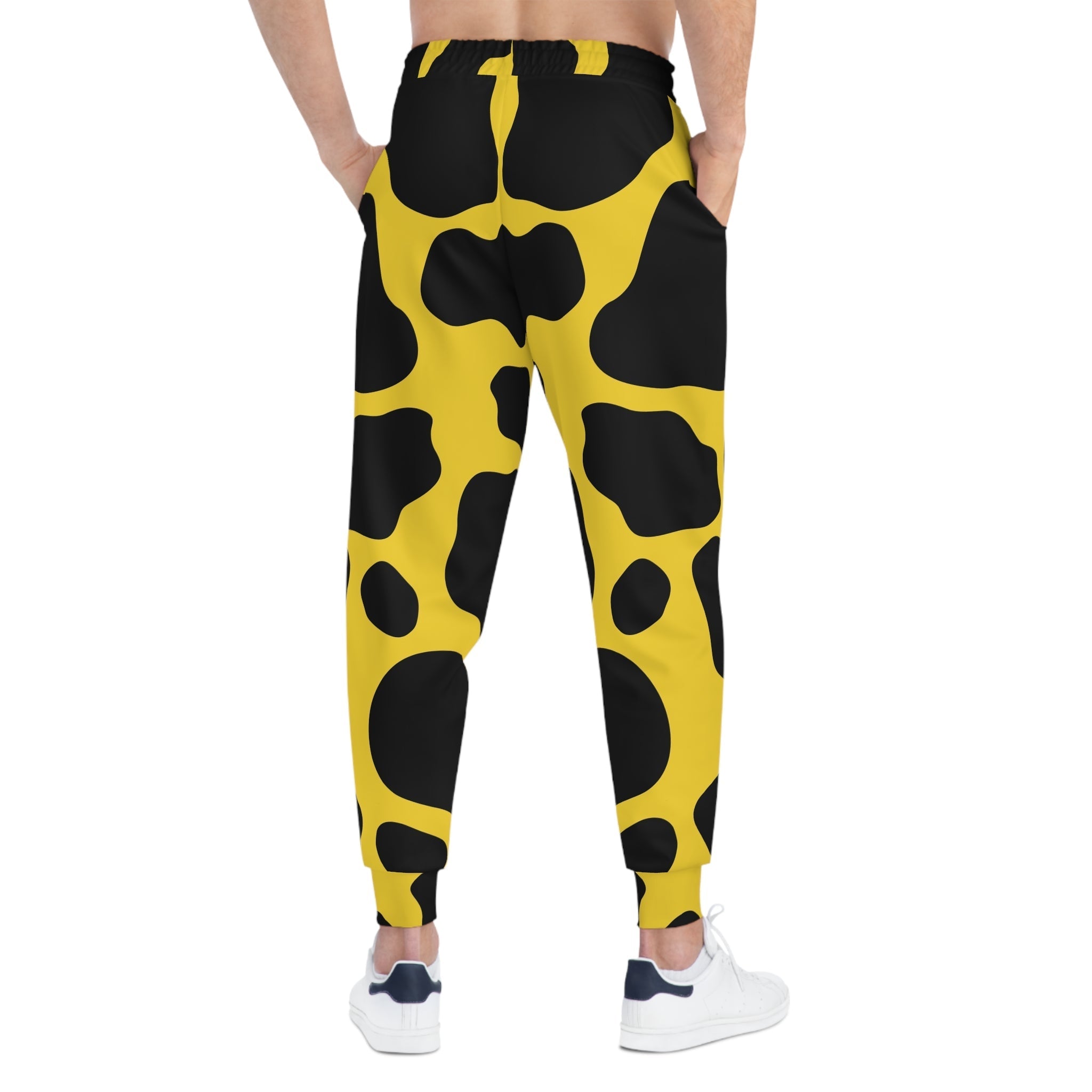 Yellow and Black Cow Print Joggers, Artsulli - Art is Long, Life is Short, All Over Prints, , , , , , , 