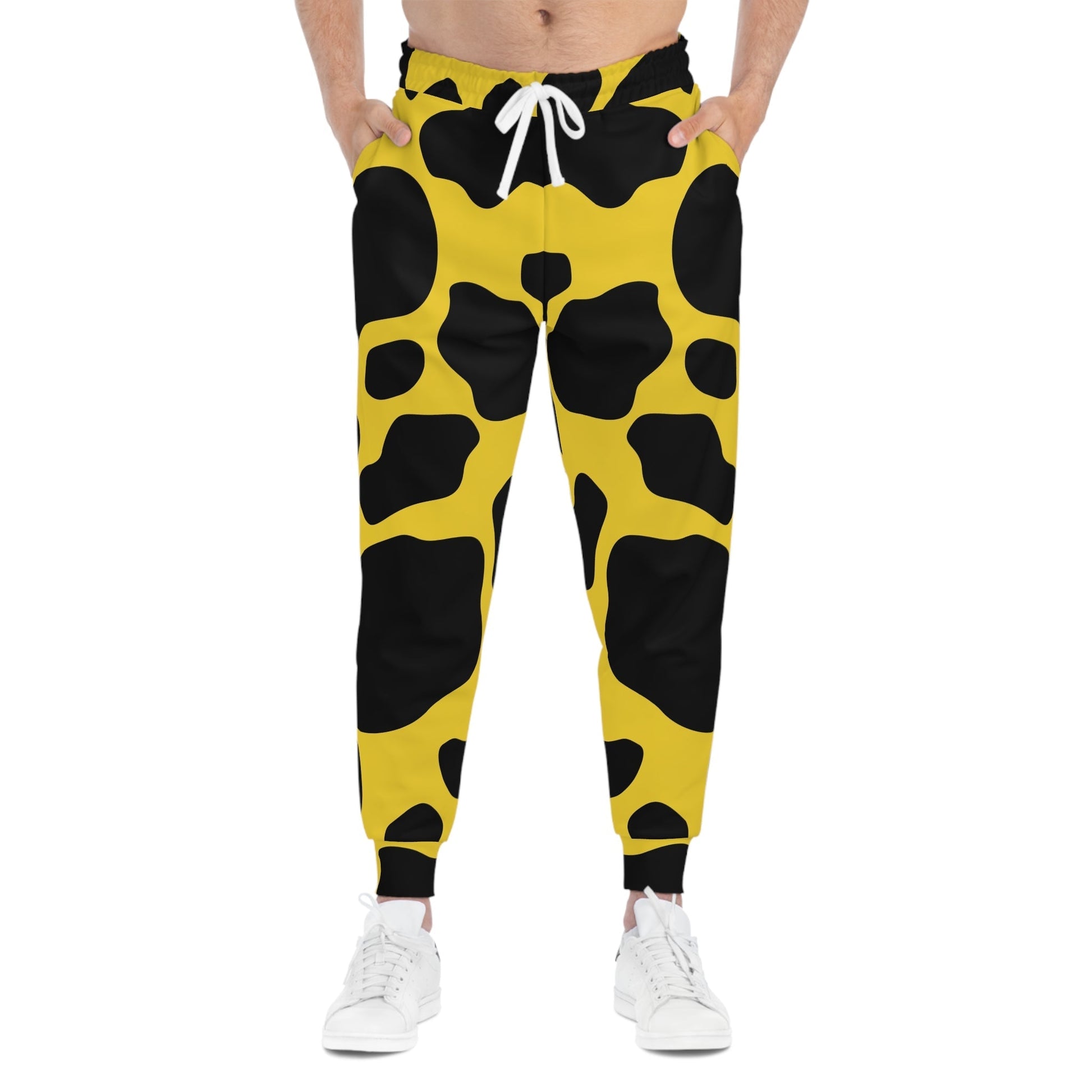 Yellow and Black Cow Print Joggers, Artsulli - Art is Long, Life is Short, All Over Prints, , , , , , , 