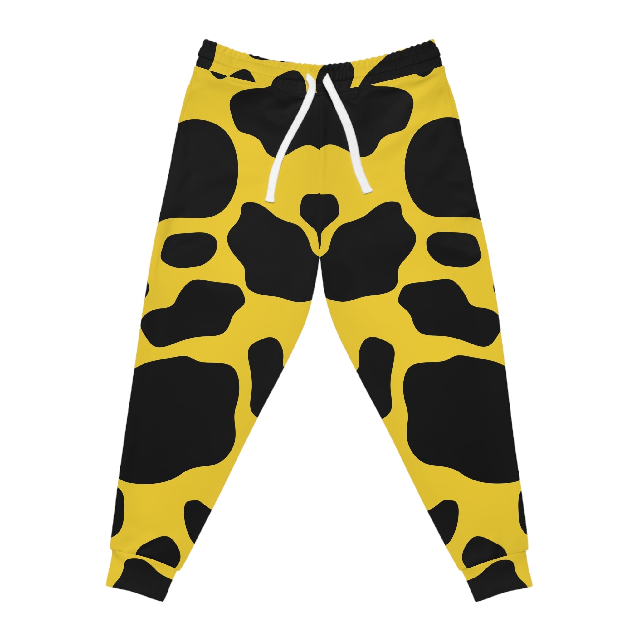 Yellow and Black Cow Print Joggers, Artsulli - Art is Long, Life is Short, All Over Prints, Size, S, Color, Seam thread color automatically matched to design, , , 88848327626768320856