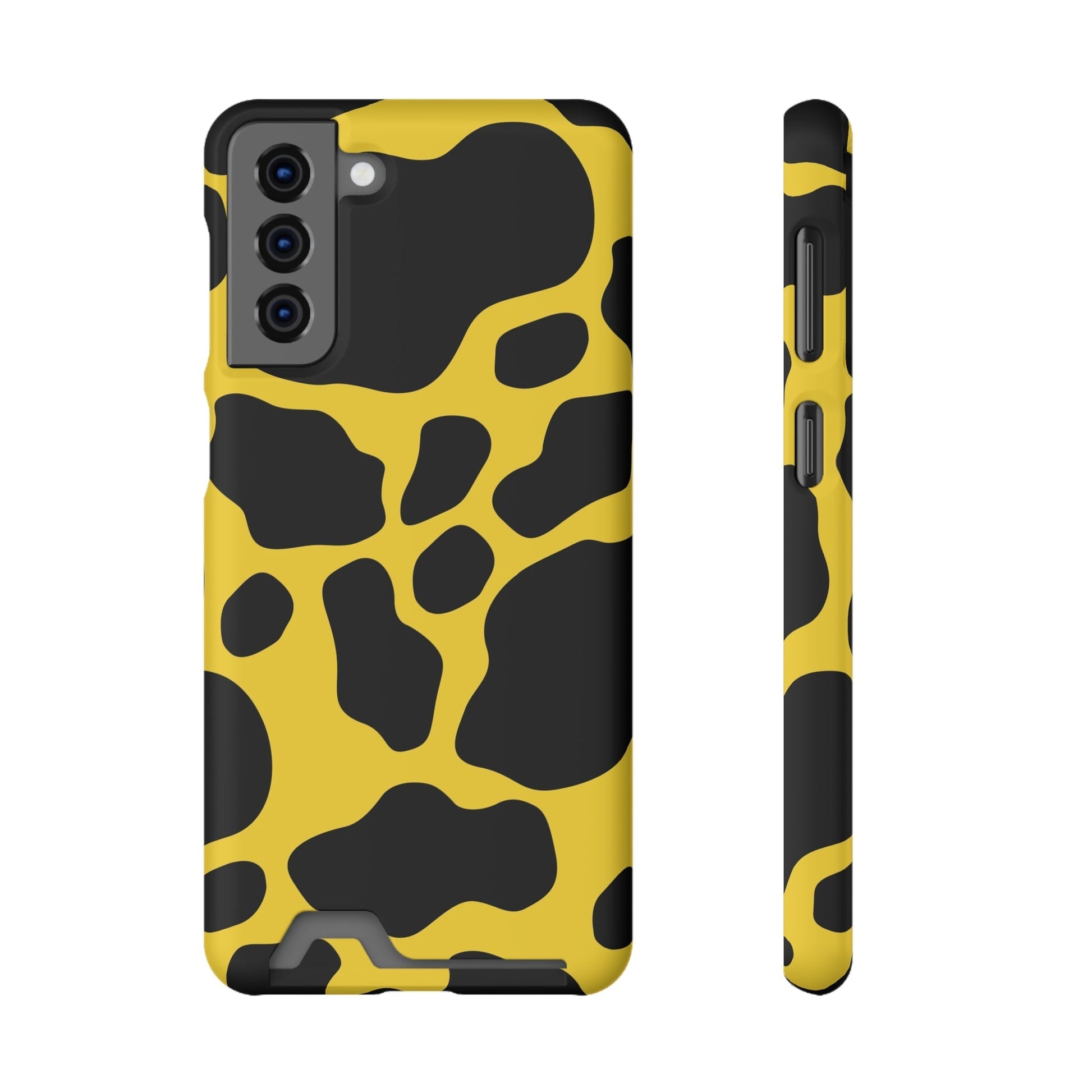 Yellow and Black Cow Print Phone Case, Artsulli - Art is Long, Life is Short, Phone Case, Size, Samsung Galaxy S21 Plus, Surface, Matte, Shape, With gift packaging, 26105738396126880971
