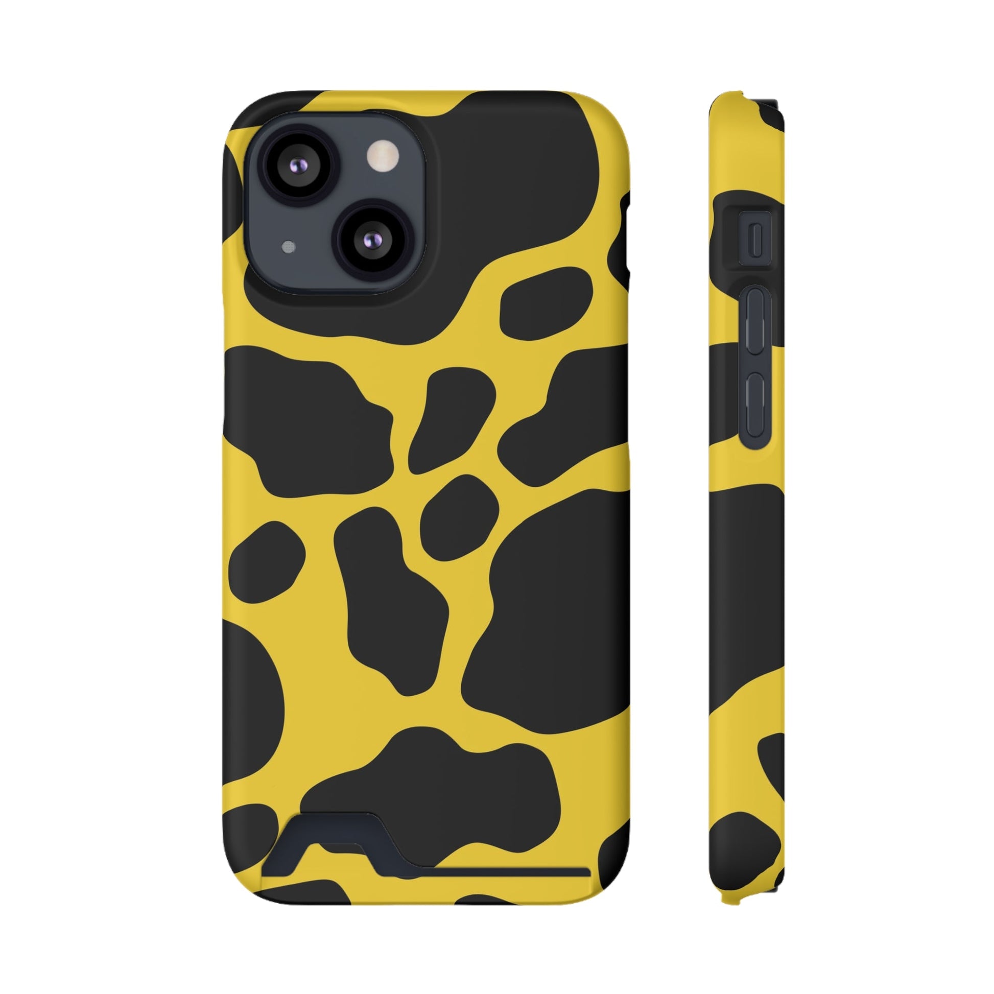 Yellow and Black Cow Print Phone Case, Artsulli - Art is Long, Life is Short, Phone Case, Size, iPhone 13 Mini, Surface, Matte, Shape, With gift packaging, 20125156436001623050