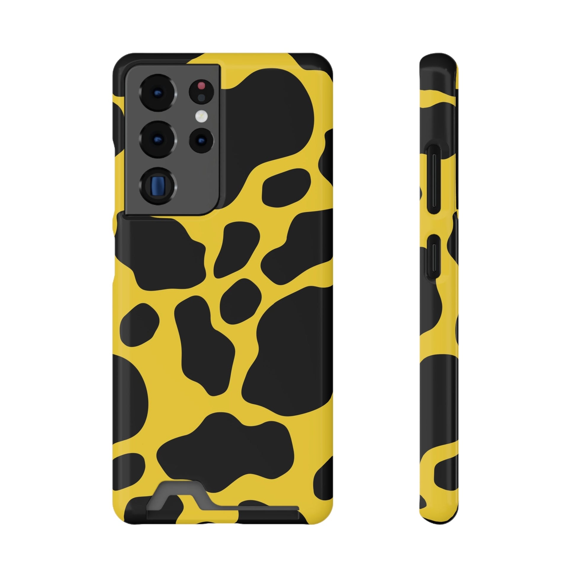 Yellow and Black Cow Print Phone Case, Artsulli - Art is Long, Life is Short, Phone Case, Size, Samsung Galaxy S21 Ultra, Surface, Glossy, Shape, Without gift packaging, 51899896905837027470
