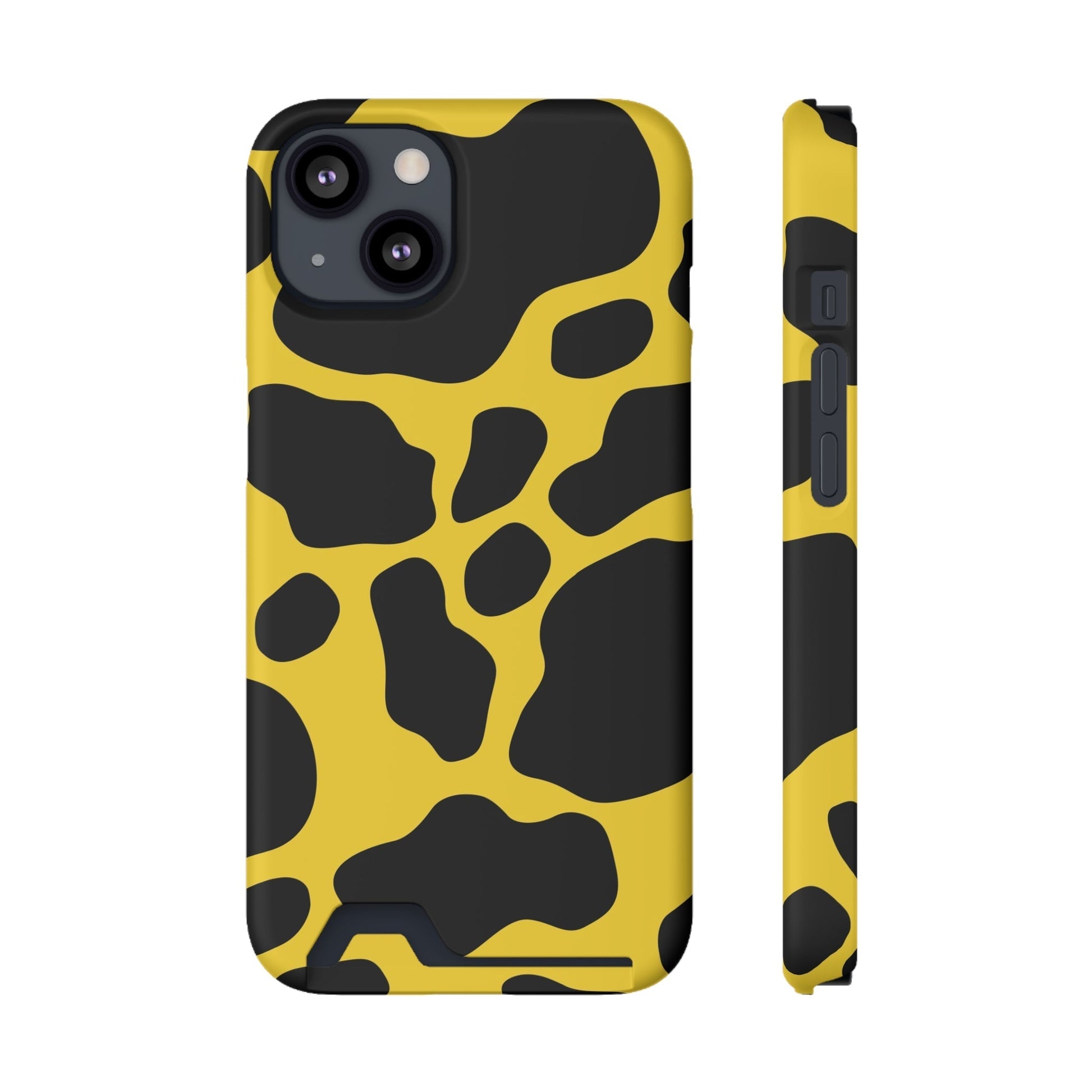 Yellow and Black Cow Print Phone Case, Artsulli - Art is Long, Life is Short, Phone Case, Size, iPhone 13, Surface, Matte, Shape, With gift packaging, 21656385794498226354