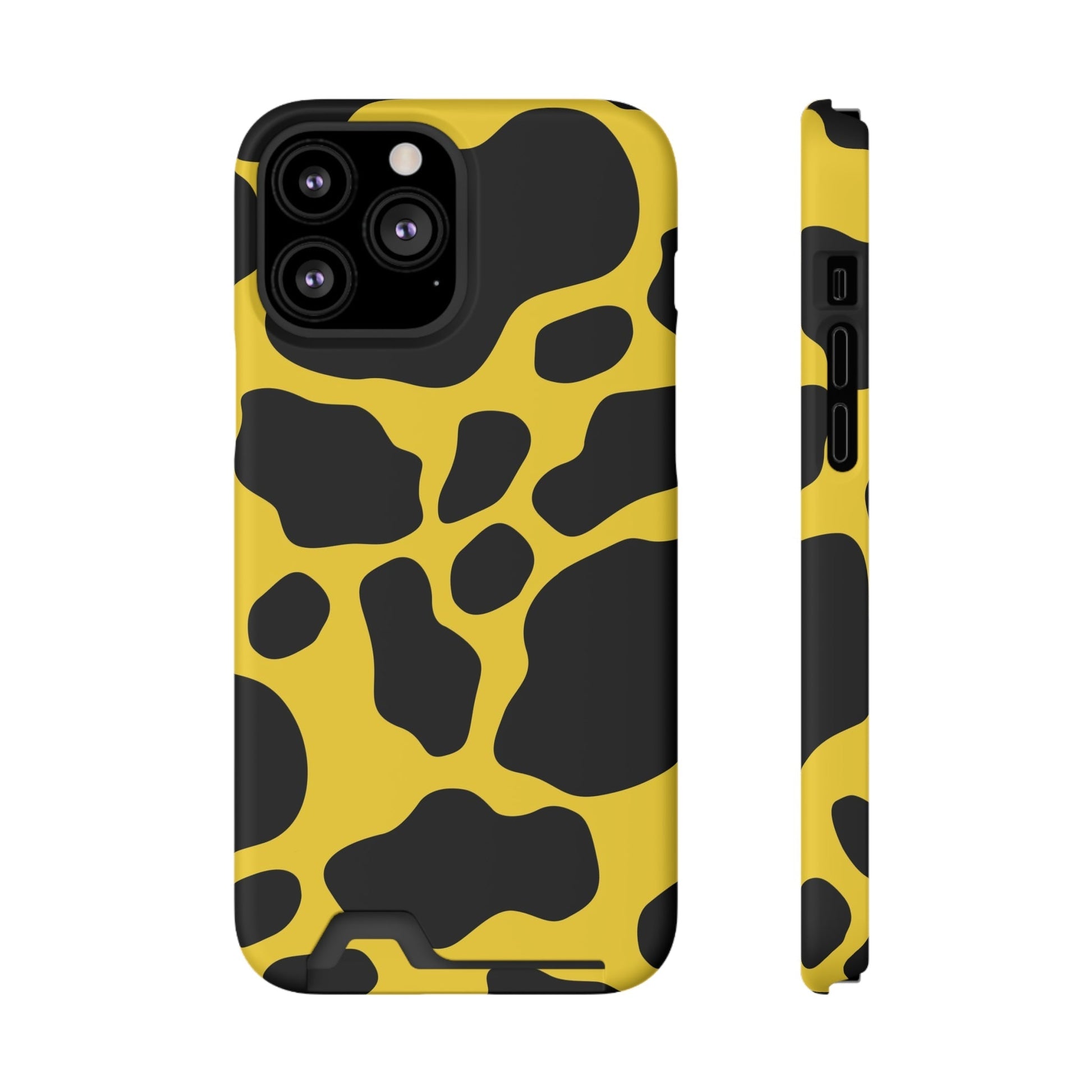 Yellow and Black Cow Print Phone Case, Artsulli - Art is Long, Life is Short, Phone Case, Size, iPhone 13 Pro Max, Surface, Matte, Shape, Without gift packaging, 28372638529817687100