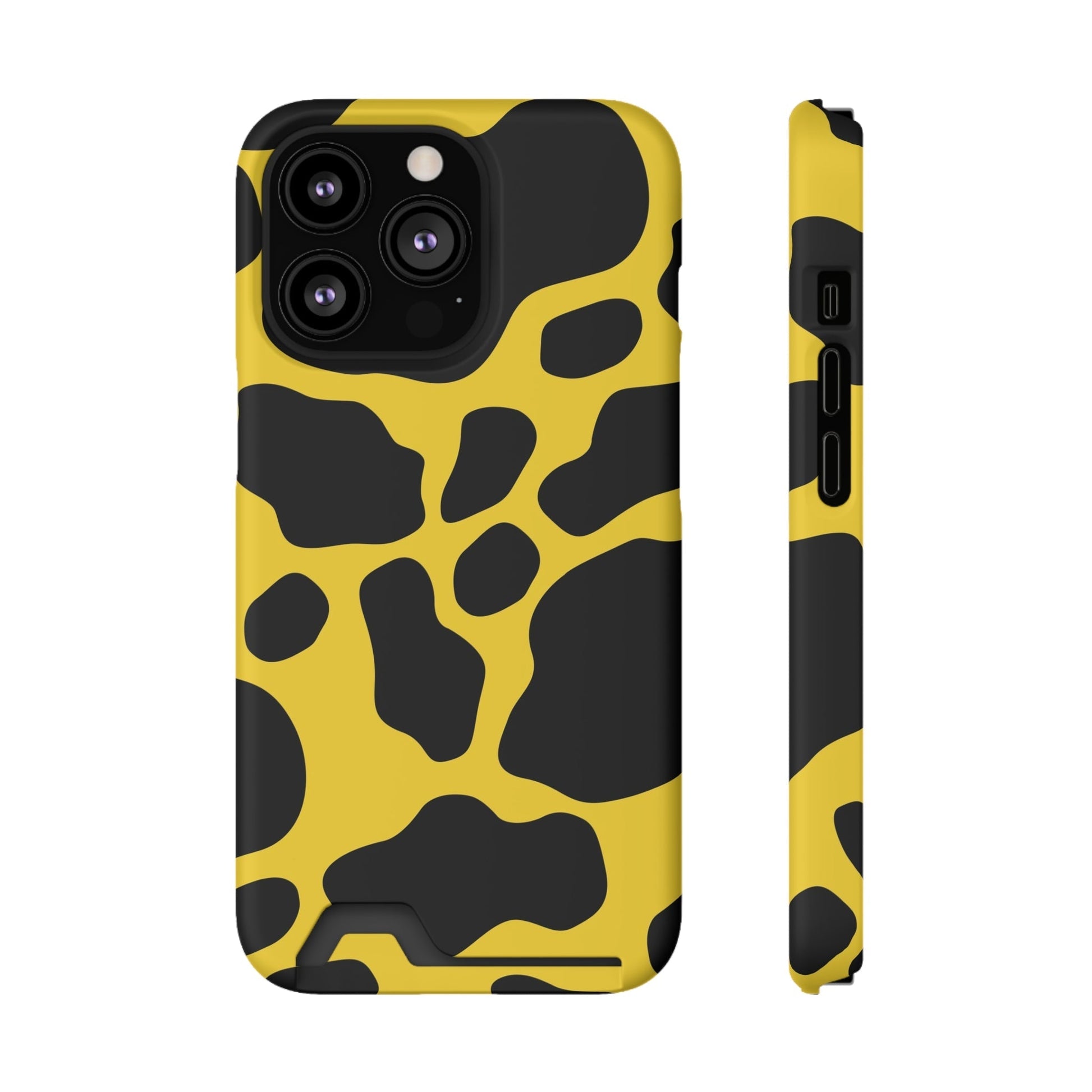 Yellow and Black Cow Print Phone Case, Artsulli - Art is Long, Life is Short, Phone Case, Size, iPhone 13 Pro, Surface, Matte, Shape, With gift packaging, 30370915157468498815