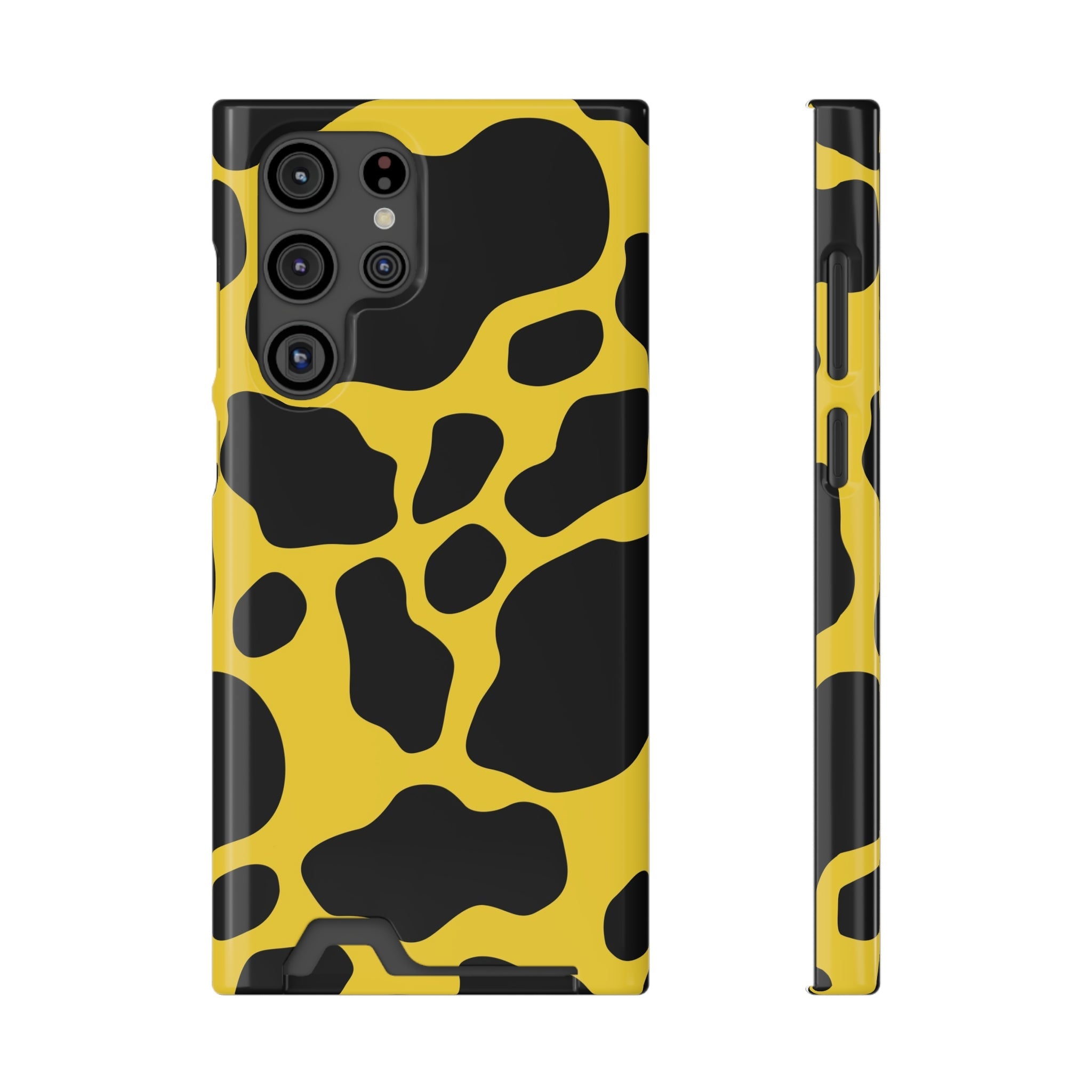 Yellow and Black Cow Print Phone Case, Artsulli - Art is Long, Life is Short, Phone Case, Size, Samsung Galaxy S22 Ultra, Surface, Glossy, Shape, With gift packaging, 23965987362193247930