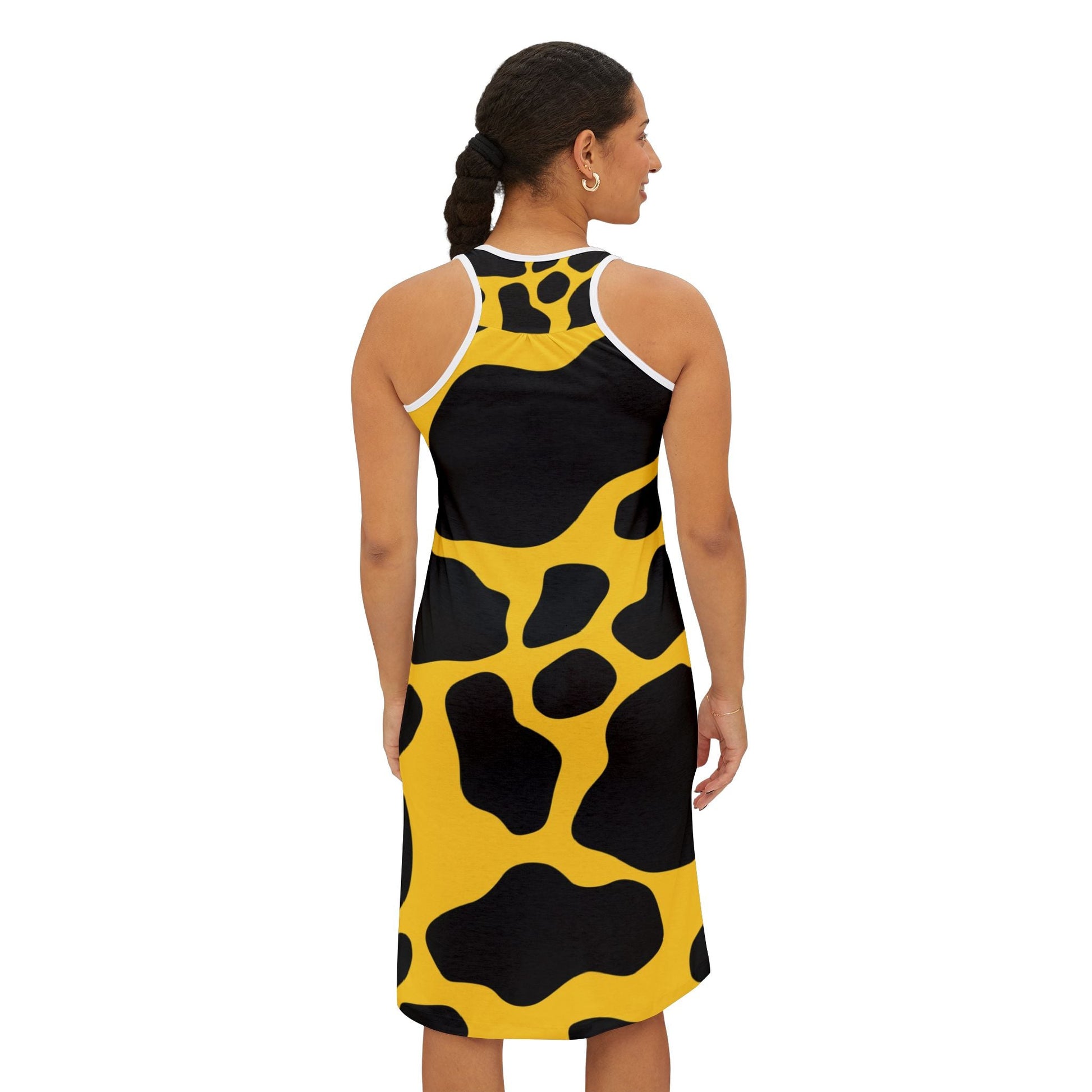 Yellow and Black Cow Print Tank Dress, Artsulli - Art is Long, Life is Short, Tank Top, , , , , , , 