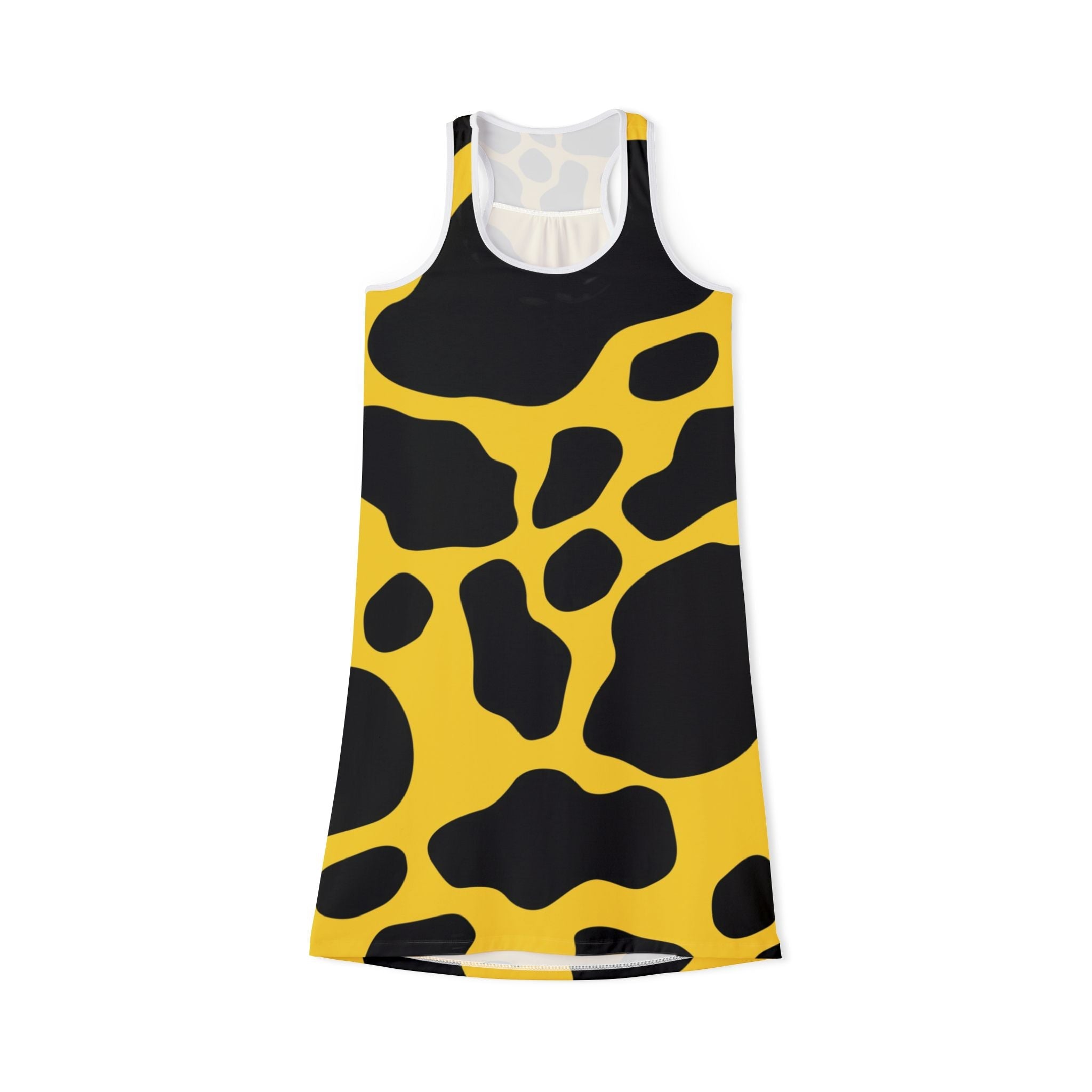 Yellow and Black Cow Print Tank Dress, Artsulli - Art is Long, Life is Short, Tank Top, Size, XS, Color, White, , , 31993999175302552961