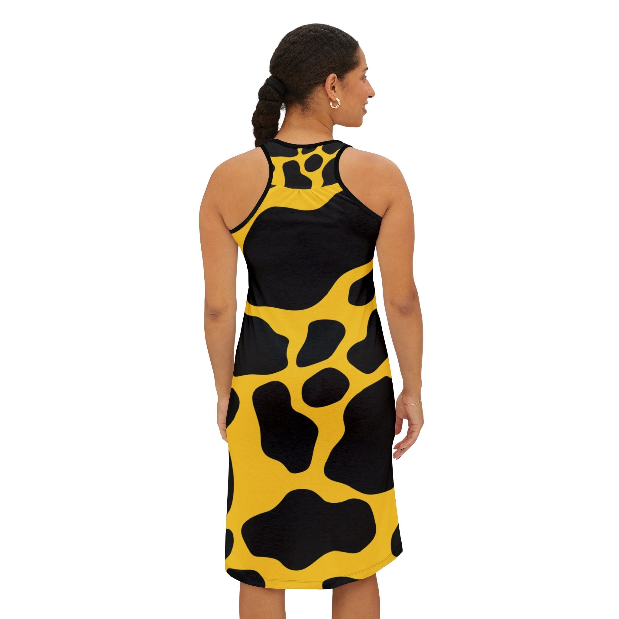 Yellow and Black Cow Print Tank Dress, Artsulli - Art is Long, Life is Short, Tank Top, , , , , , , 