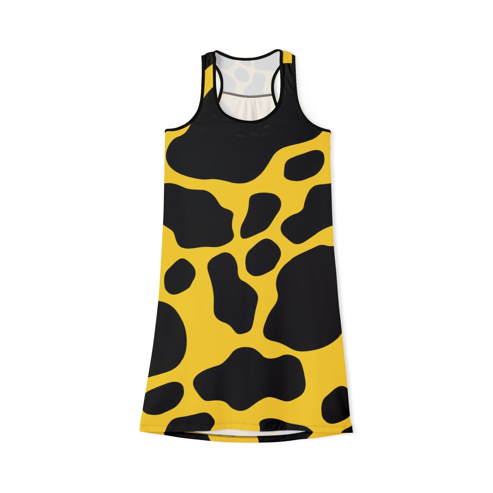 Yellow and Black Cow Print Tank Dress, Artsulli - Art is Long, Life is Short, Tank Top, Size, XS, Color, Black, , , 28532754914161148684