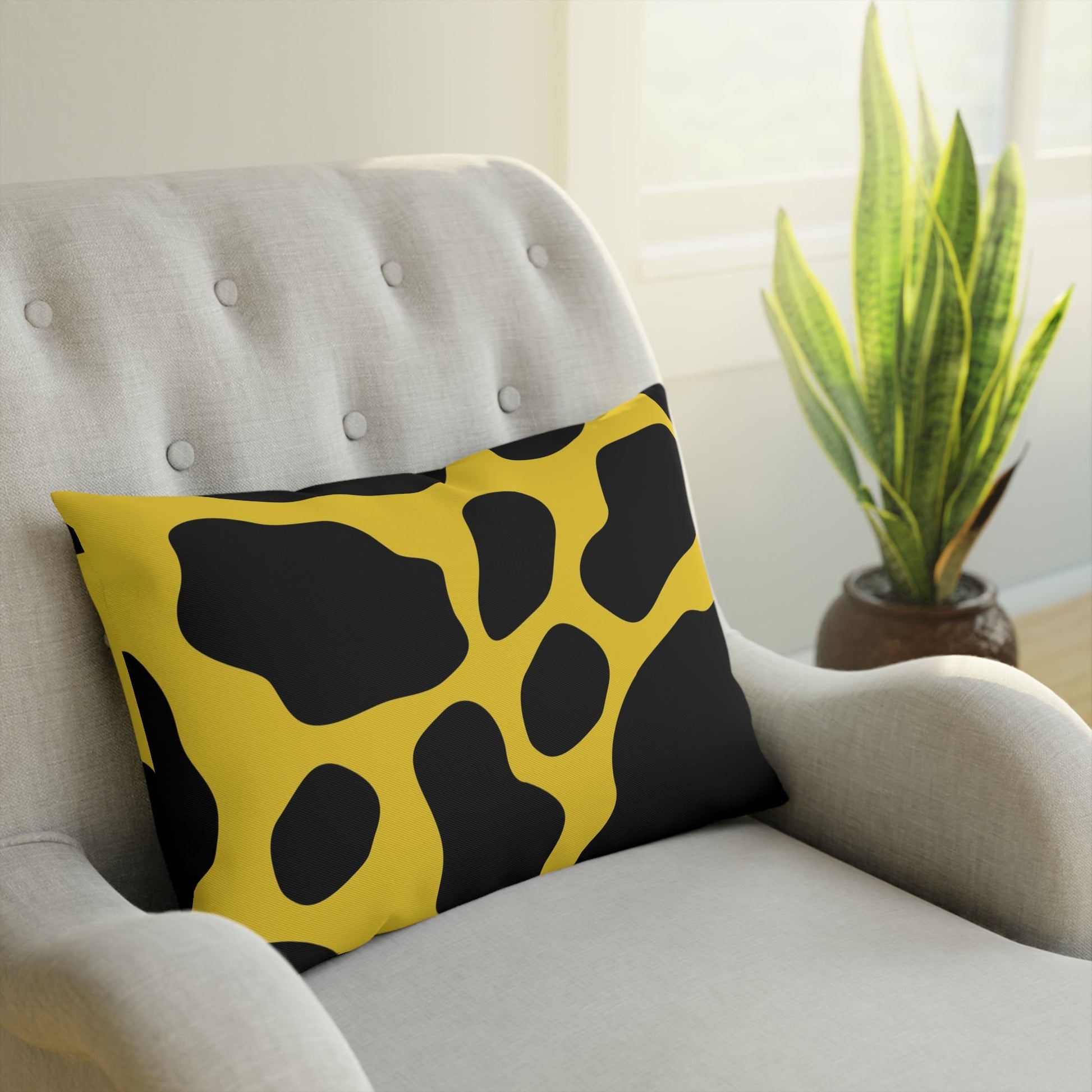 Yellow and Black Cow Print Throw Pillow, Artsulli - Art is Long, Life is Short, Home Decor, , , , , , , 