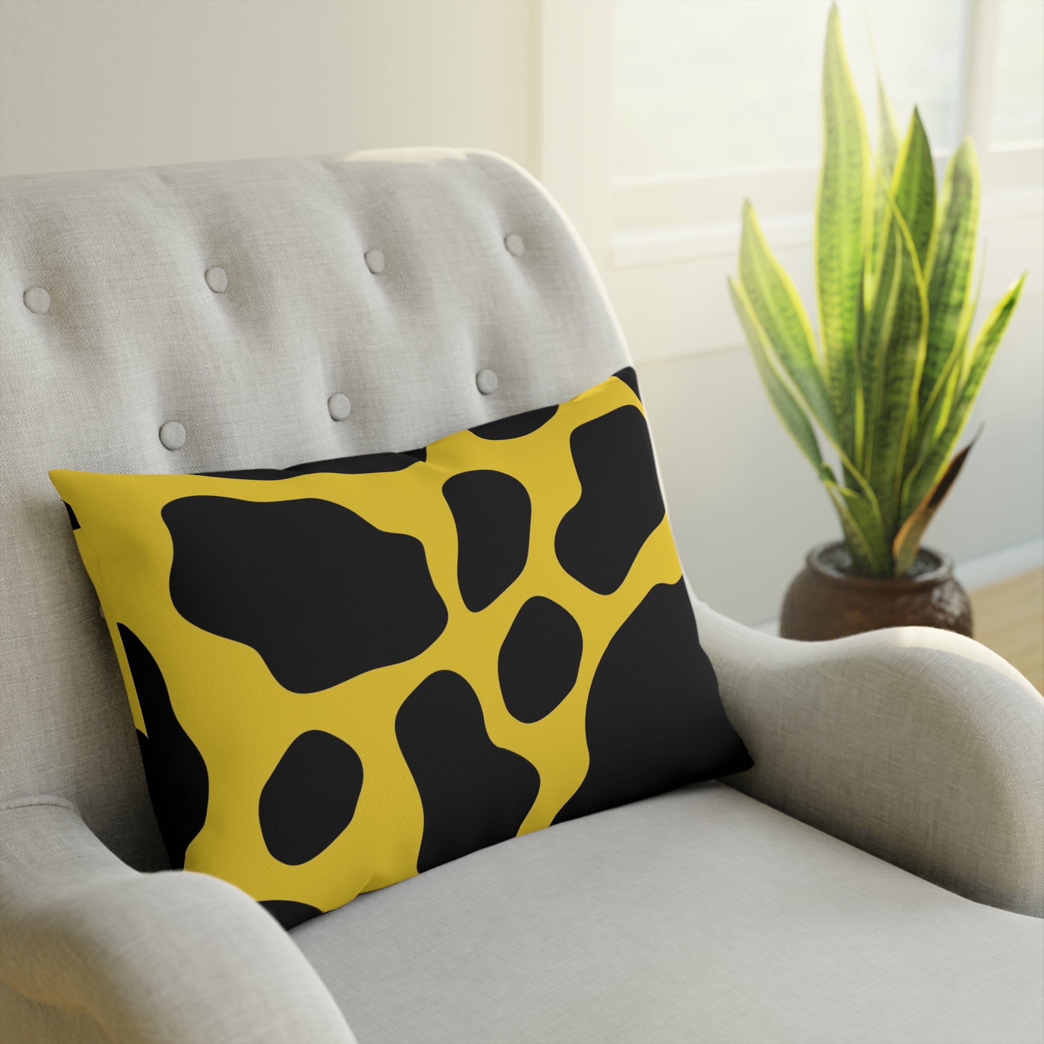 Yellow and Black Cow Print Throw Pillow, Artsulli - Art is Long, Life is Short, Home Decor, , , , , , , 