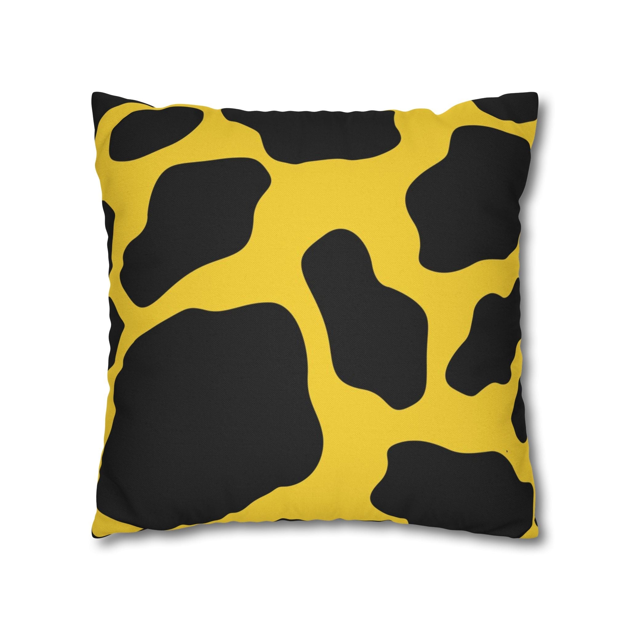 Yellow and Black Cow Print Throw Pillow, Artsulli - Art is Long, Life is Short, Home Decor, , , , , , , 