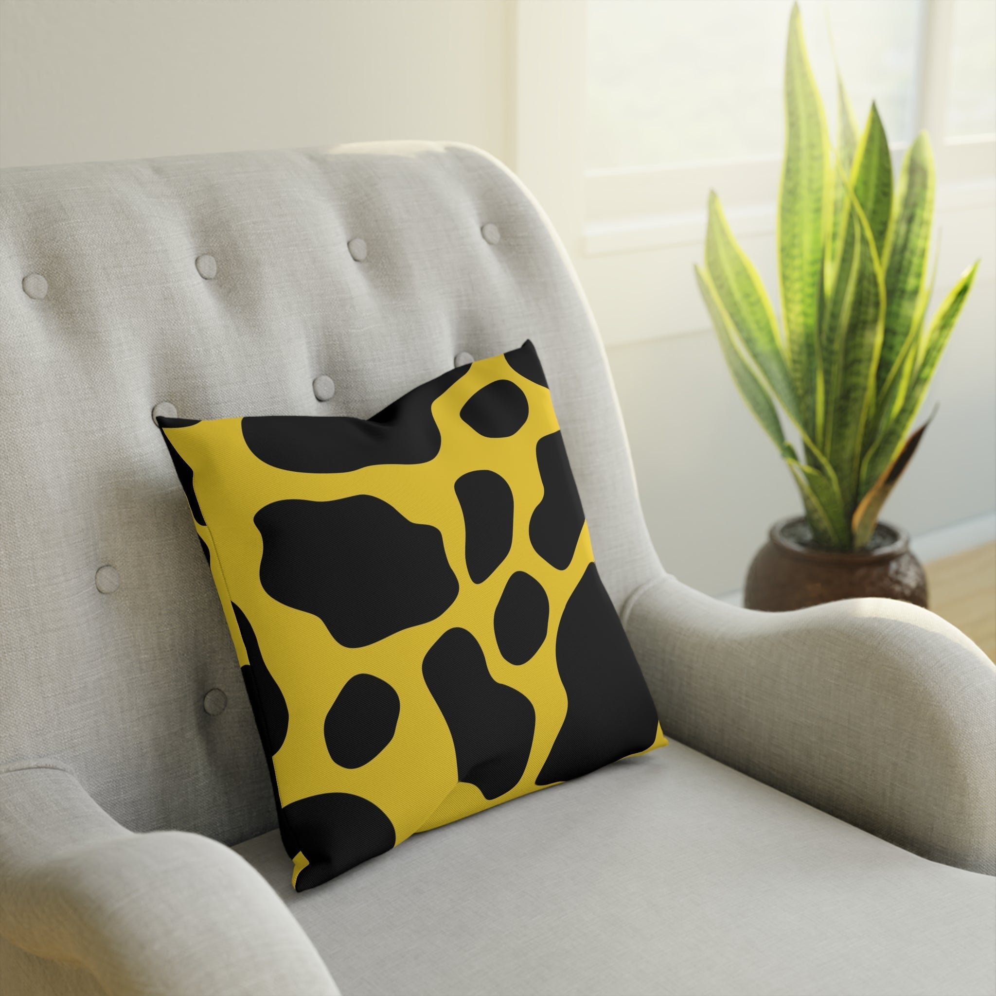 Yellow and Black Cow Print Throw Pillow, Artsulli - Art is Long, Life is Short, Home Decor, , , , , , , 