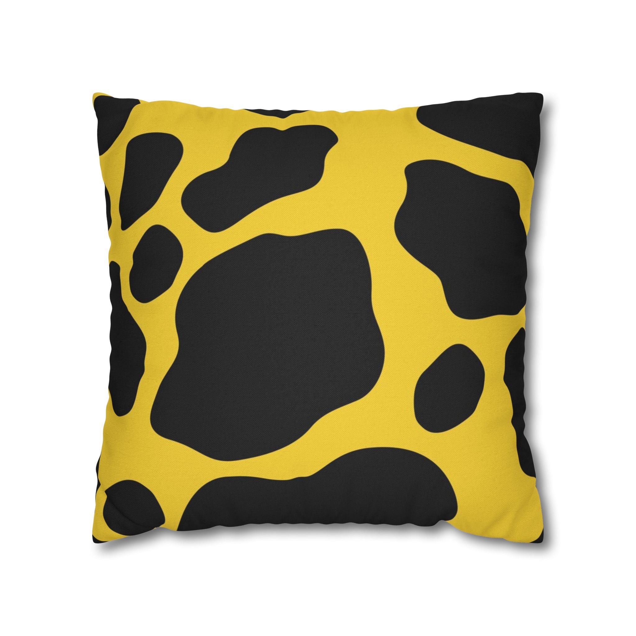 Yellow and Black Cow Print Throw Pillow, Artsulli - Art is Long, Life is Short, Home Decor, Size, 18" × 18", , , , , 25187507216774368509