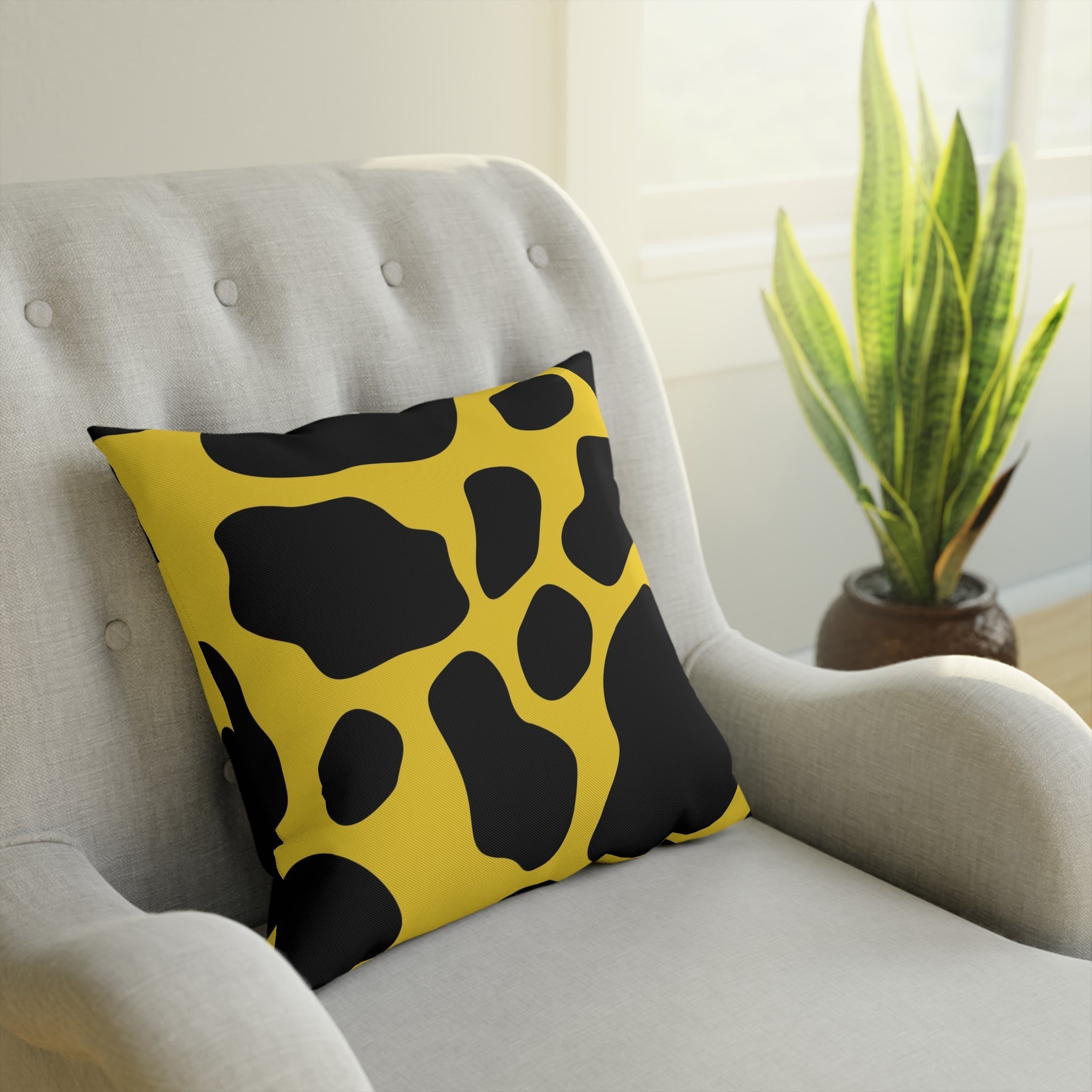 Yellow and Black Cow Print Throw Pillow, Artsulli - Art is Long, Life is Short, Home Decor, , , , , , , 