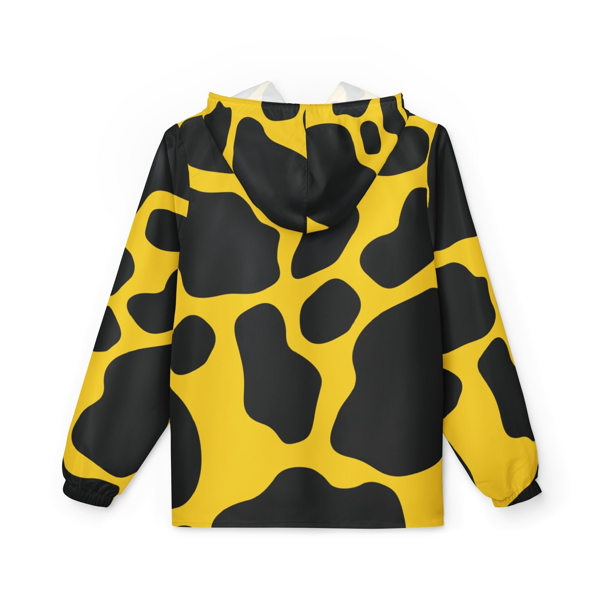 Yellow and Black Cow Print Windbreaker Jacket, Artsulli - Art is Long, Life is Short, Outerwear, , , , , , , 