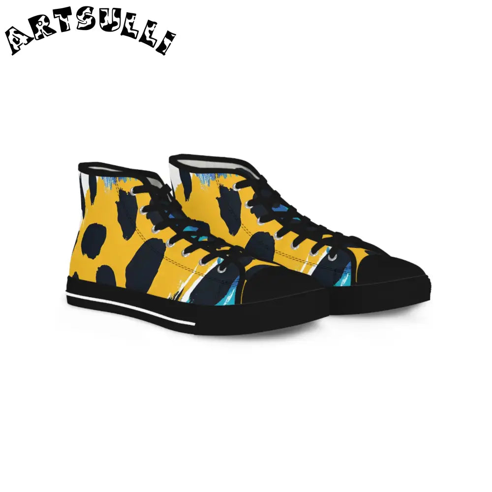 Yellow and Black High-Tops Polyester Canvas Featuring PU Leather, Artsulli - Art is Long, Life is Short, Shoes, Size, US 5, Color, Black sole, , , 33732717177601263181