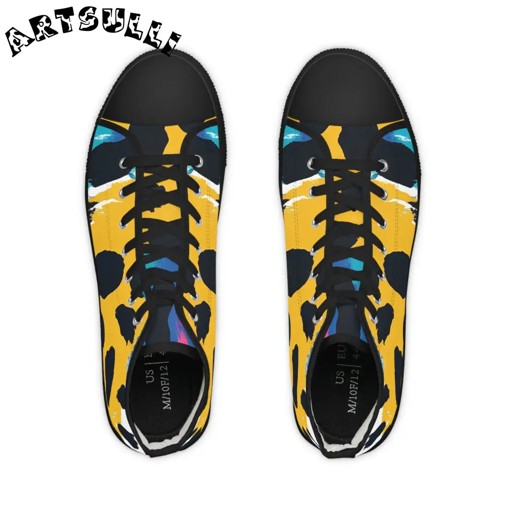 Yellow and Black High-Tops Polyester Canvas Featuring PU Leather, Artsulli - Art is Long, Life is Short, Shoes, , , , , , , 
