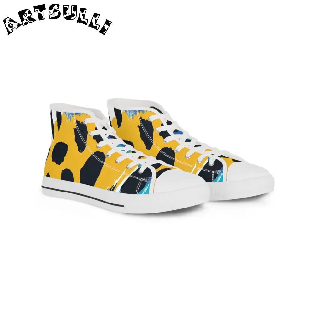 Yellow and Black High-Tops Polyester Canvas Featuring PU Leather, Artsulli - Art is Long, Life is Short, Shoes, Size, US 5, Color, White sole, , , 22003546443808278252