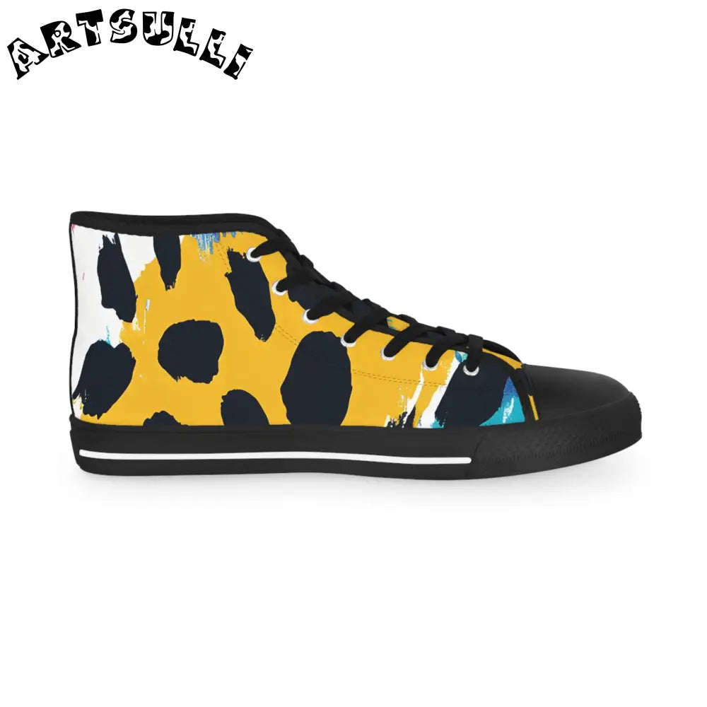 Yellow and Black High-Tops Polyester Canvas Featuring PU Leather, Artsulli - Art is Long, Life is Short, Shoes, , , , , , , 