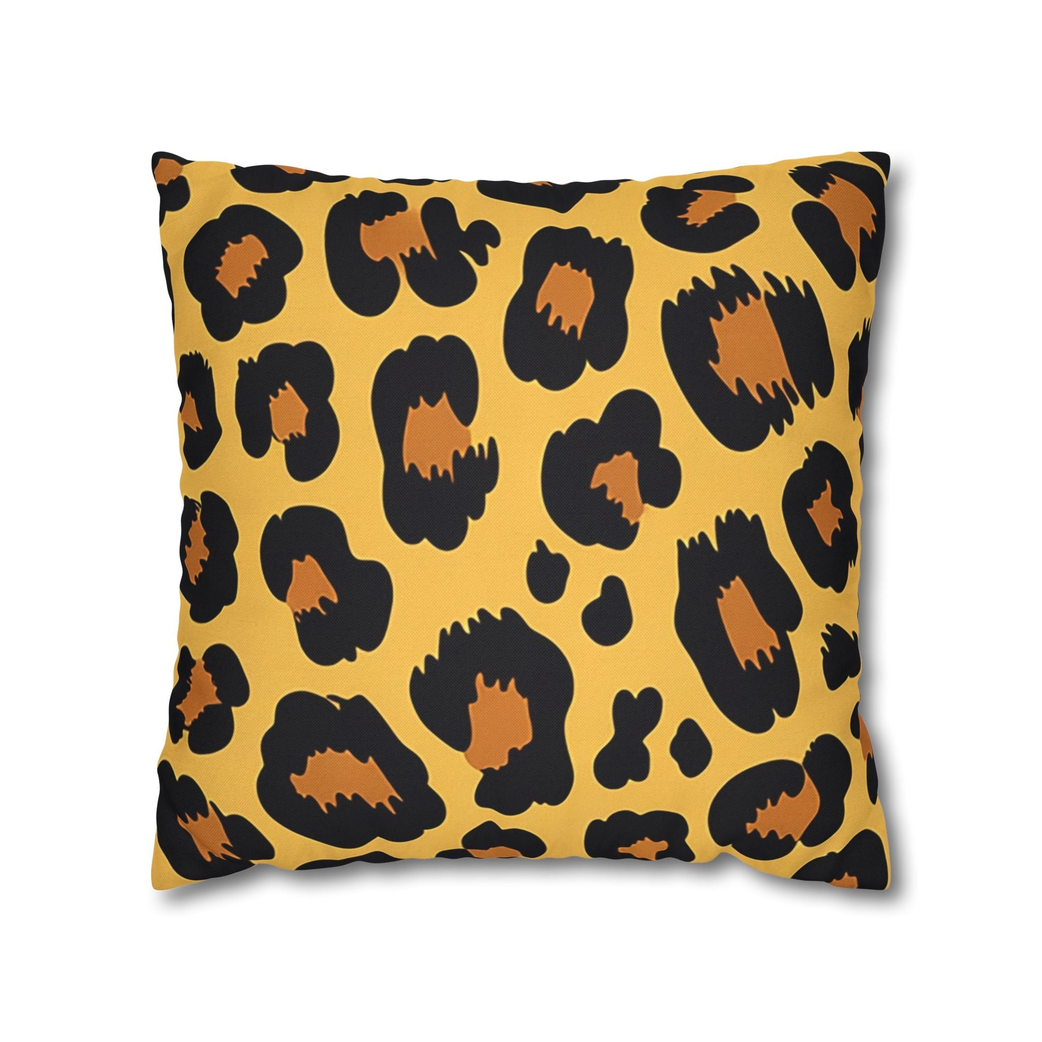Yellow and Black Leopard Print Throw Pillow, Artsulli - Art is Long, Life is Short, Home Decor, Size, 18" × 18", , , , , 93942370906565107724
