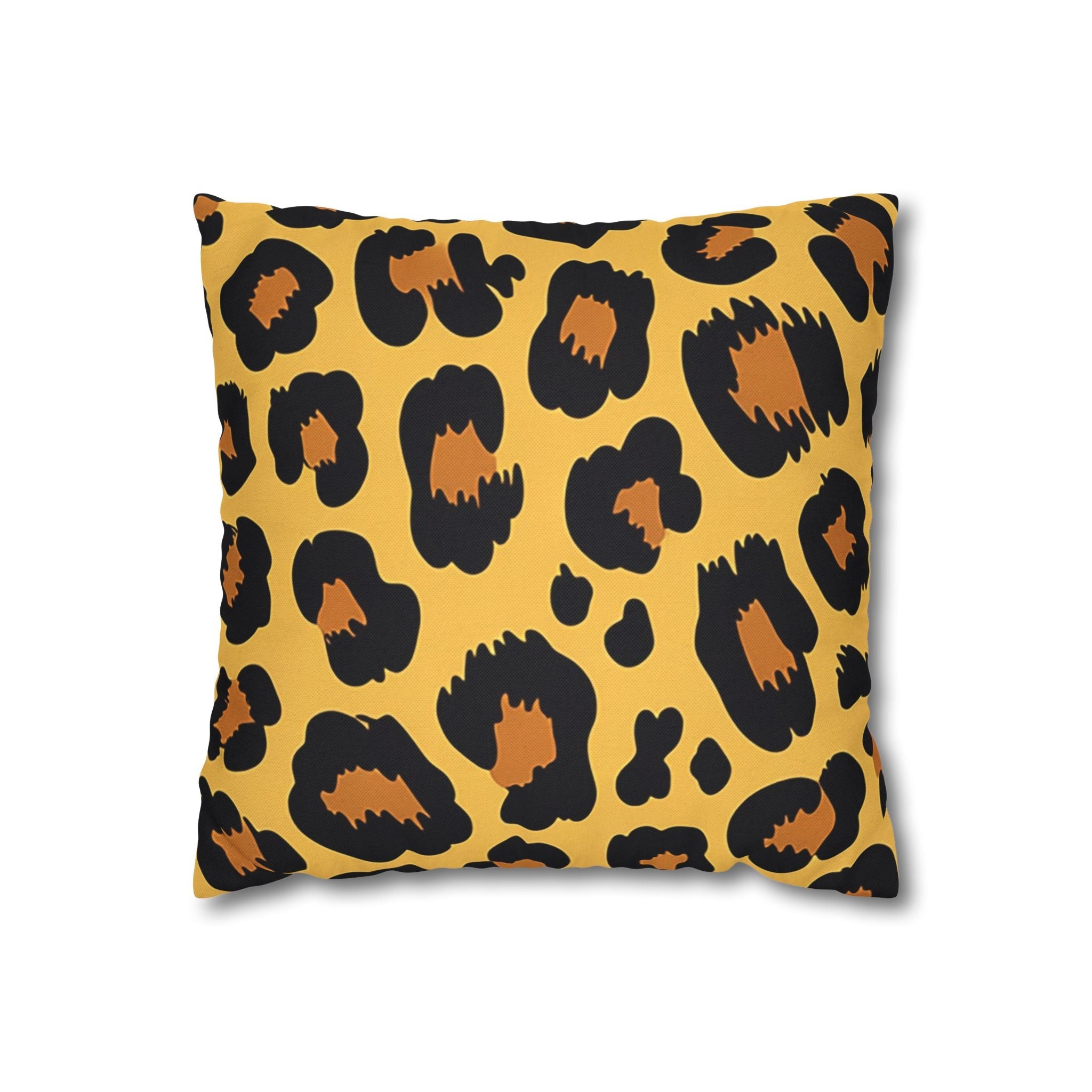 Printify Yellow and Black Leopard Print Throw Pillow 2025