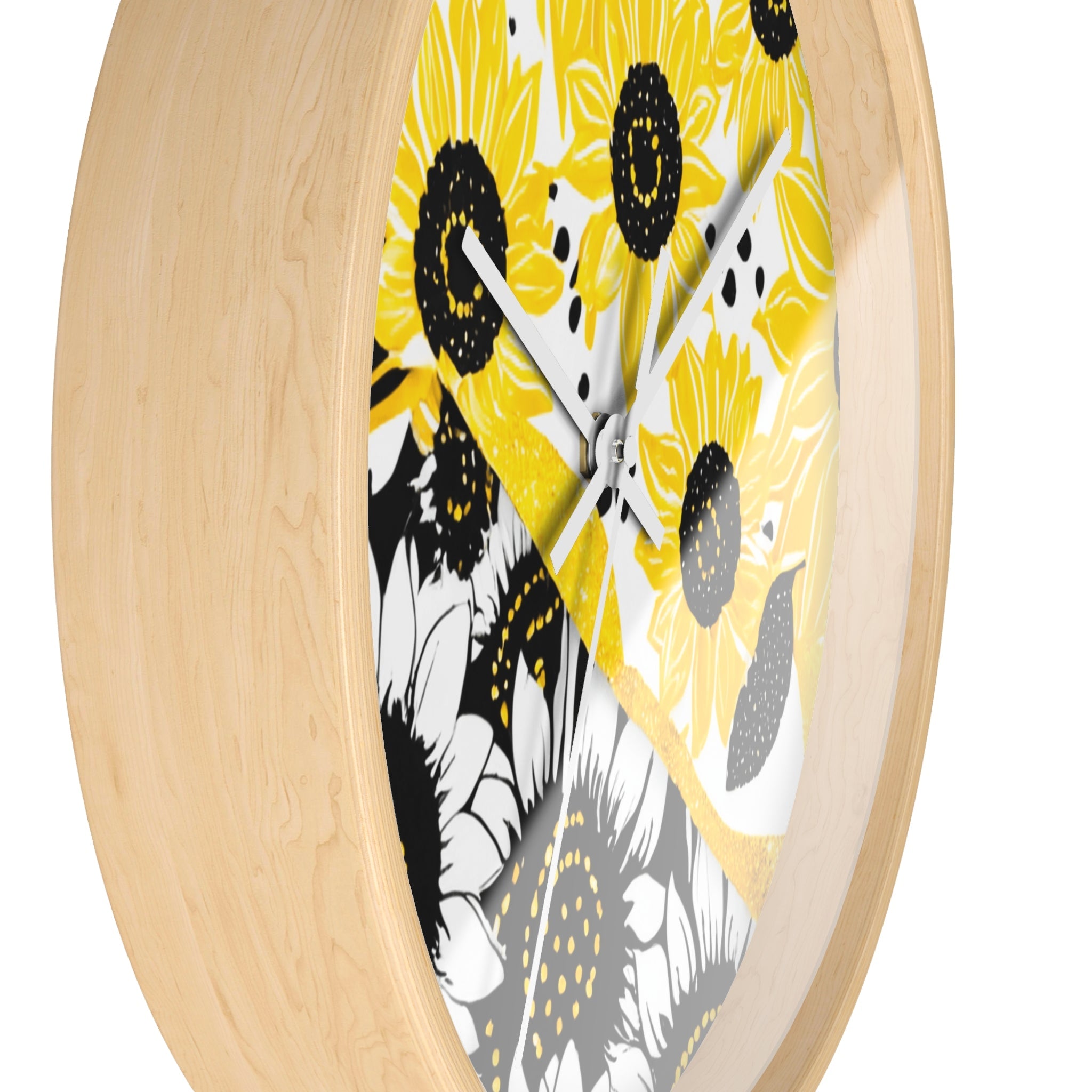 Yellow and Black Split Sunflower Wall Clock, Artsulli - Art is Long, Life is Short, Home Decor, , , , , , , 