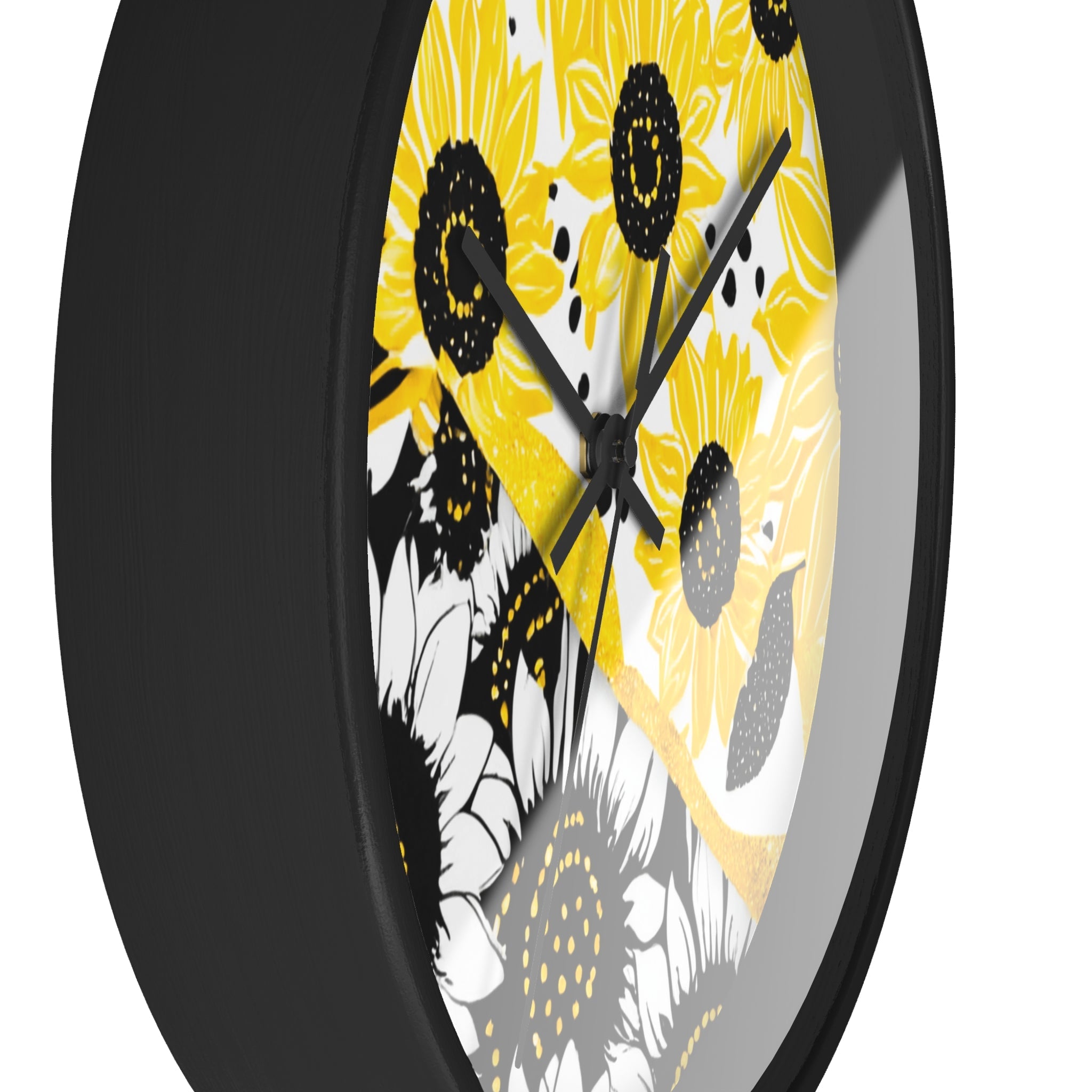 Yellow and Black Split Sunflower Wall Clock, Artsulli - Art is Long, Life is Short, Home Decor, , , , , , , 