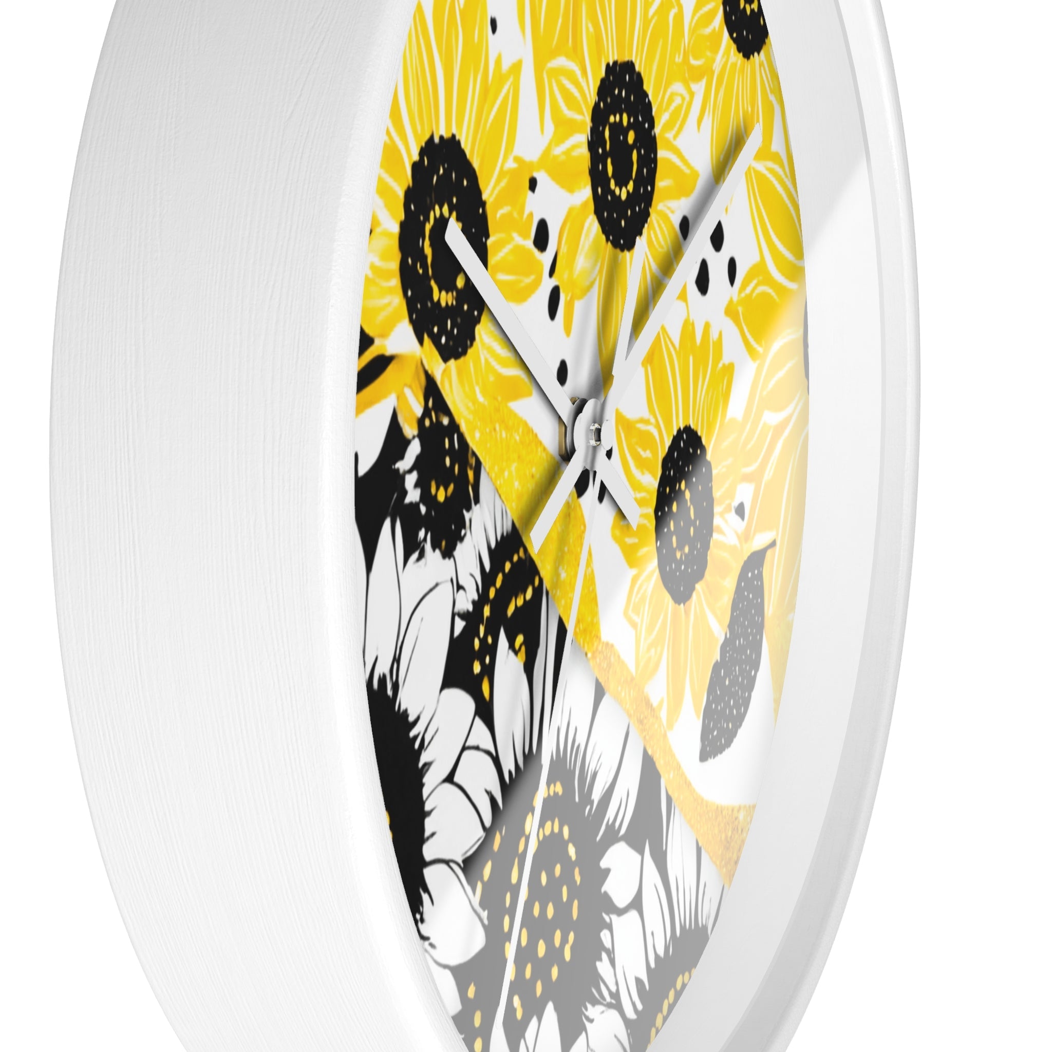 Yellow and Black Split Sunflower Wall Clock, Artsulli - Art is Long, Life is Short, Home Decor, , , , , , , 