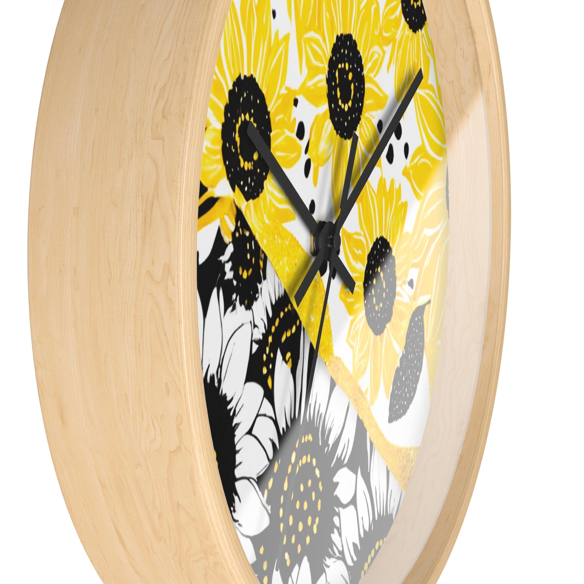 Yellow and Black Split Sunflower Wall Clock, Artsulli - Art is Long, Life is Short, Home Decor, , , , , , , 